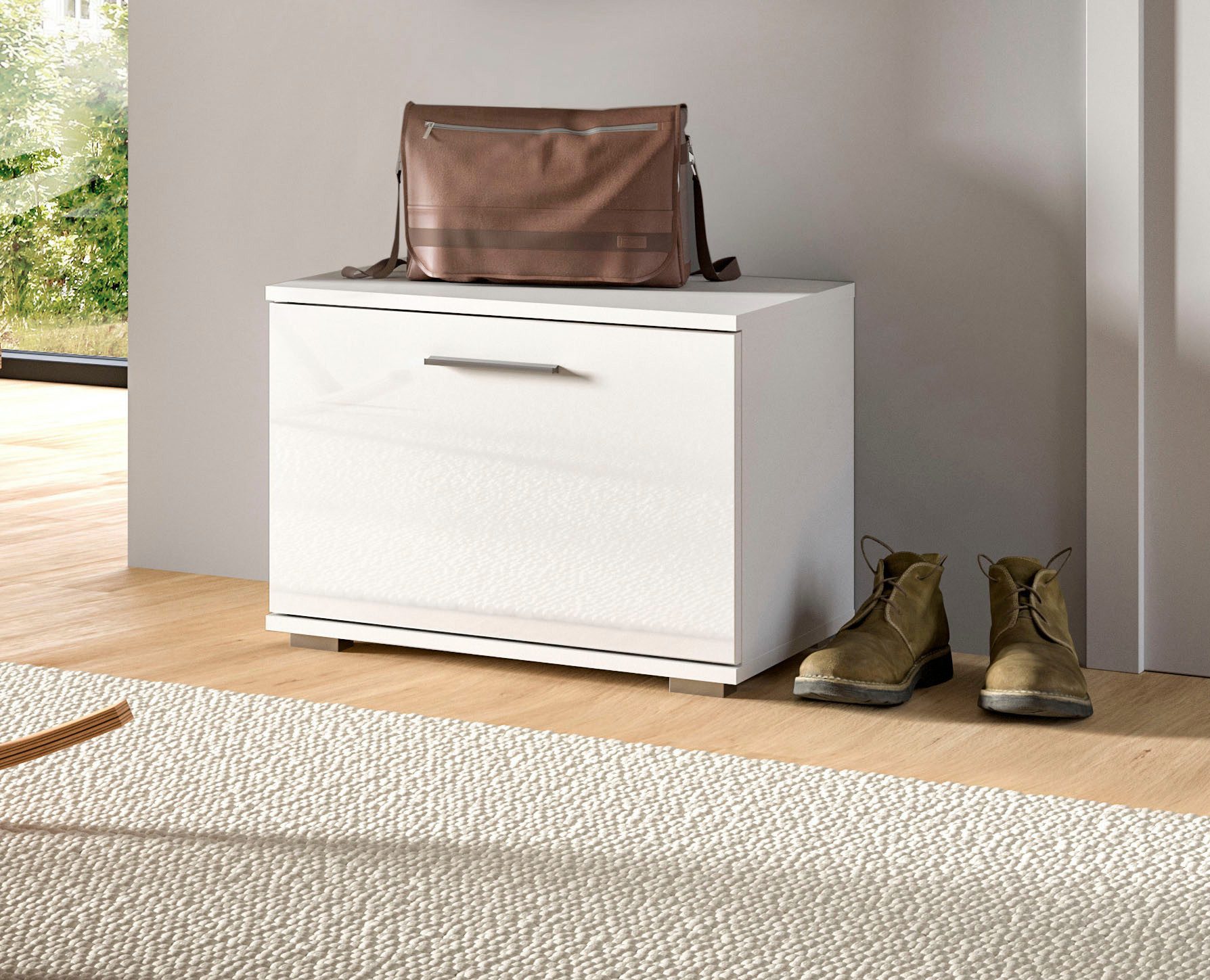 INOSIGN Zitbank Valge, Breedte 55 cm, 1 Deurtje, 1 Plank, 2 Vakken Bank, schoenenbank, garderobenbank, halbank, gangbank, opbergbank