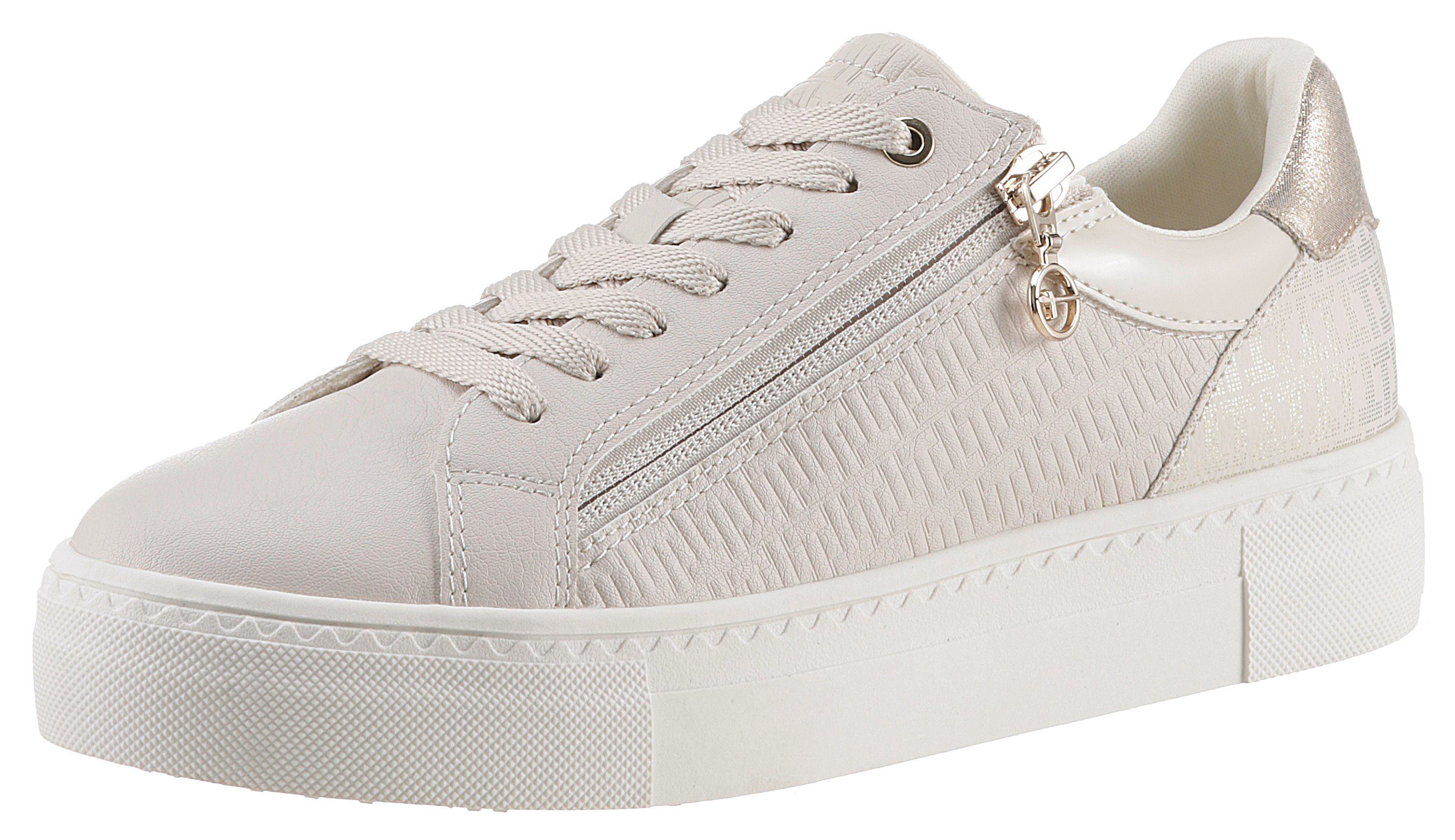 Tamaris Plateausneakers vrijetijdsschoen, lage schoen, veterschoen in vegan uitvoering dames lage sneakers maat 38 EU beige