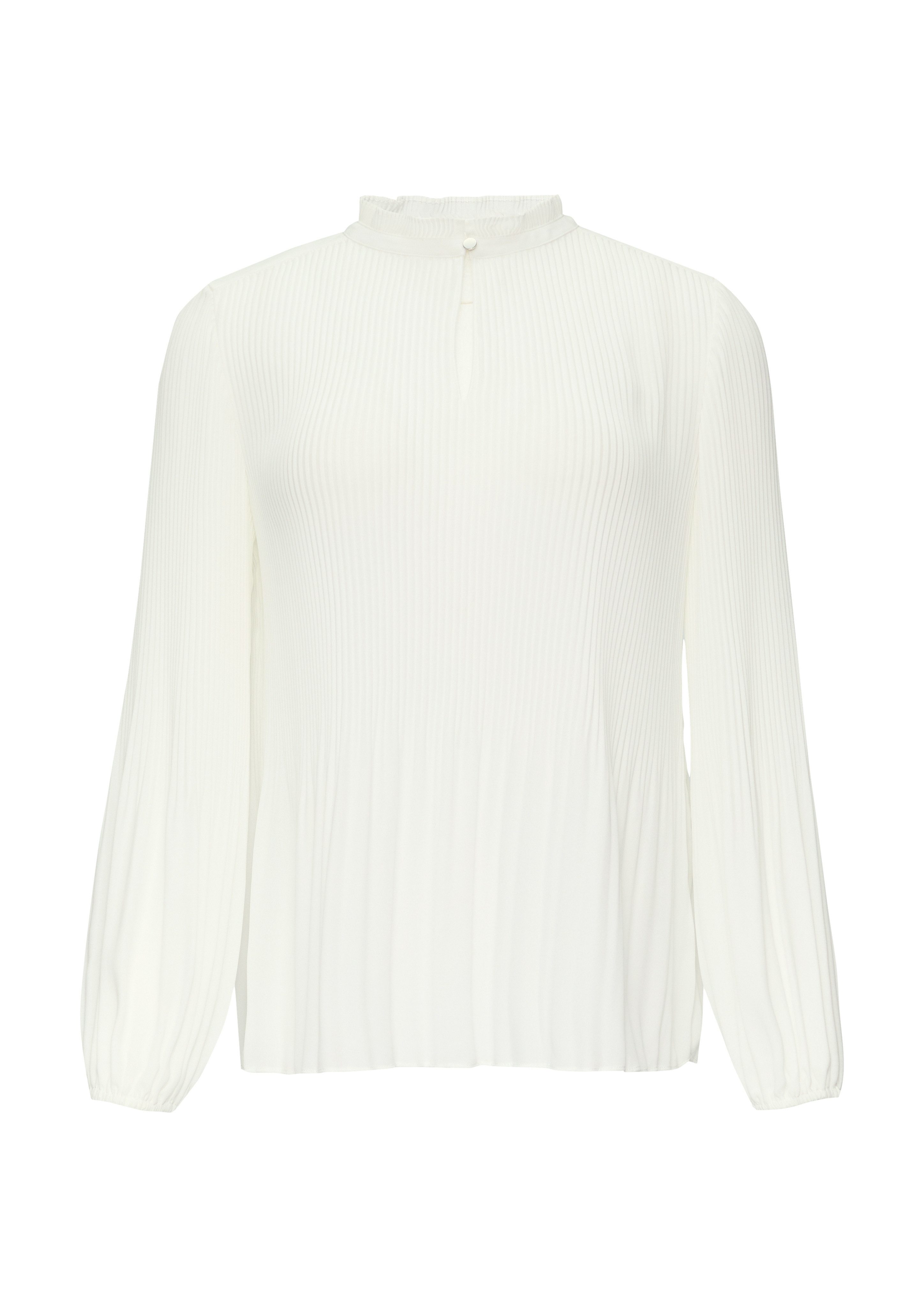s.Oliver BLACK LABEL Blouse met lange mouwen met plissé-mouwen en opstaande kraag