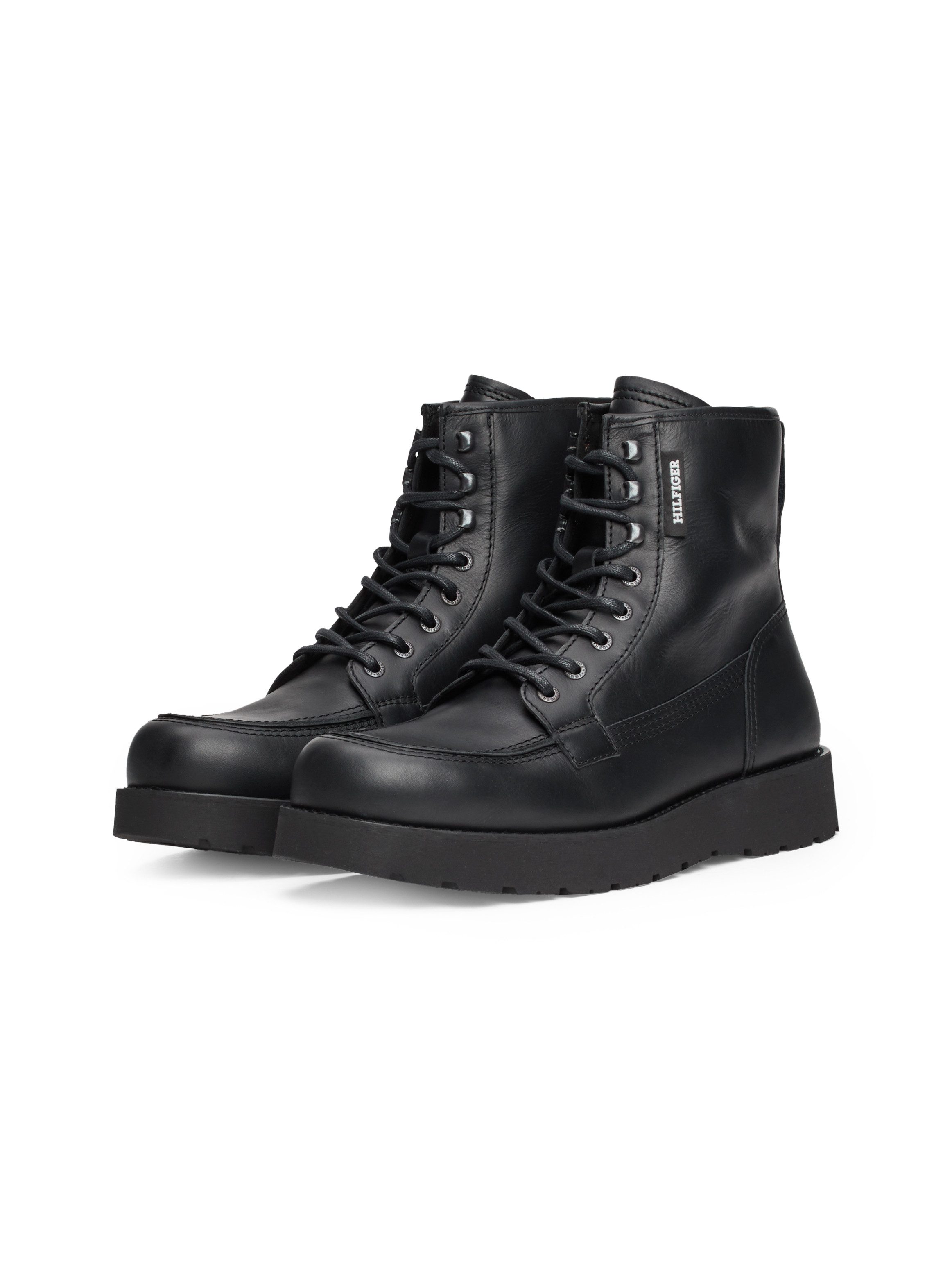 Tommy Hilfiger Veterschoenen TH AMERICAN PREM CHECK LTH BOOT , plateau, herfstmode, veterschoenen met label