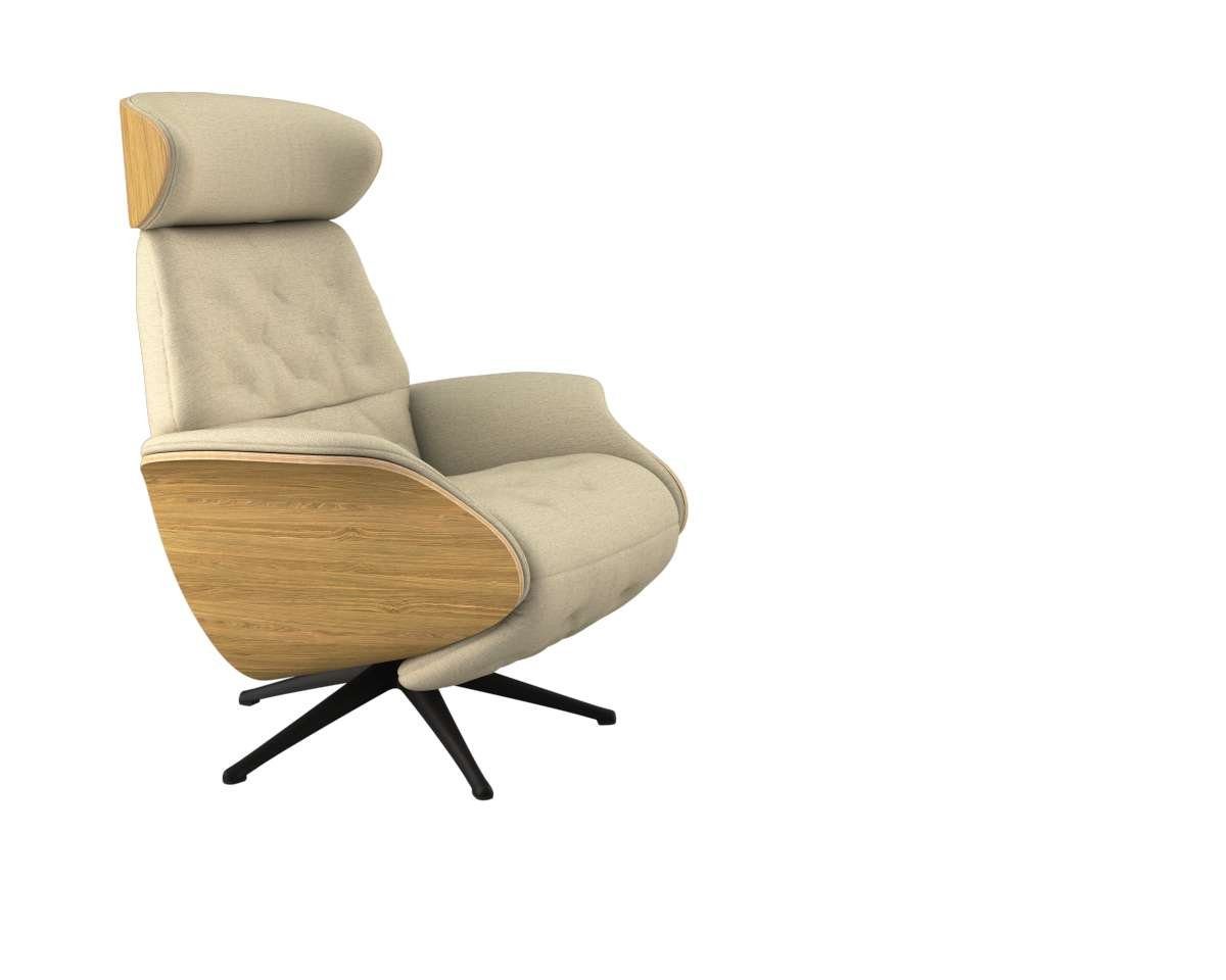 FLEXLUX Relaxfauteuil Volden praktische elektrische fauteuil Maat M, elektrische rug- en voetensteun, accu, armleuning Eiken, zwarte poot