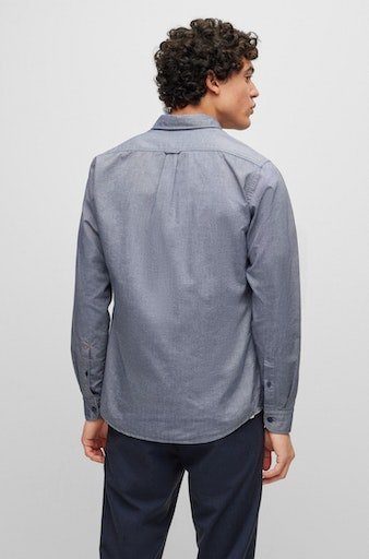 Boss Orange Shirt met lange mouwen Rickert met label-borduursel op de borst (1-delig)