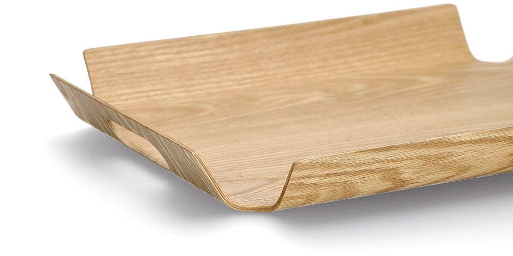 Zeller Present Serveerblad Hout / eikenfineer, 2 zijhandgrepen, verhoogde rand (1-delig)