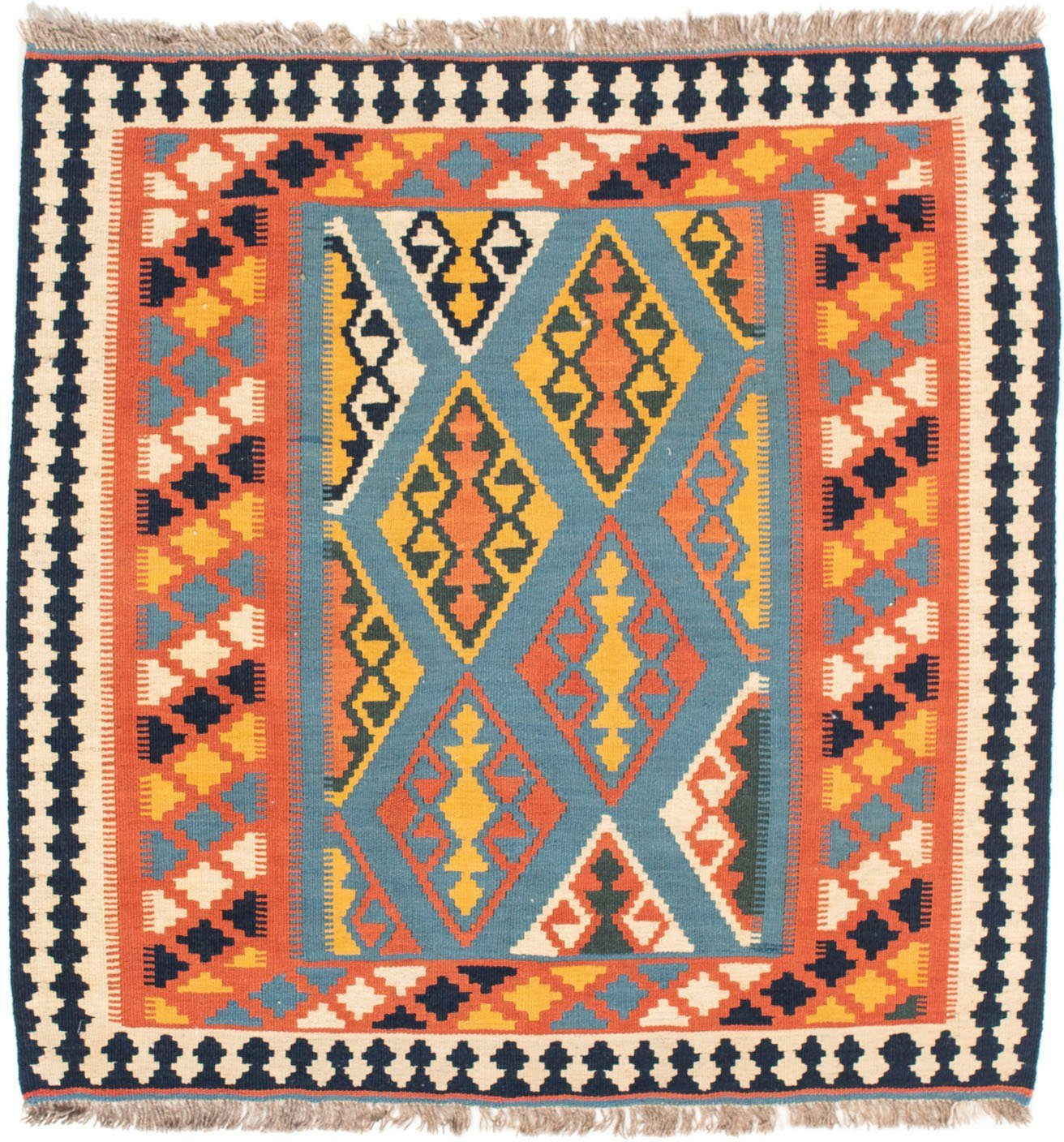 morgenland Wollen kleed Kelim Fars geheel gedessineerd arancione 102 x 101 cm Oriëntaalse look