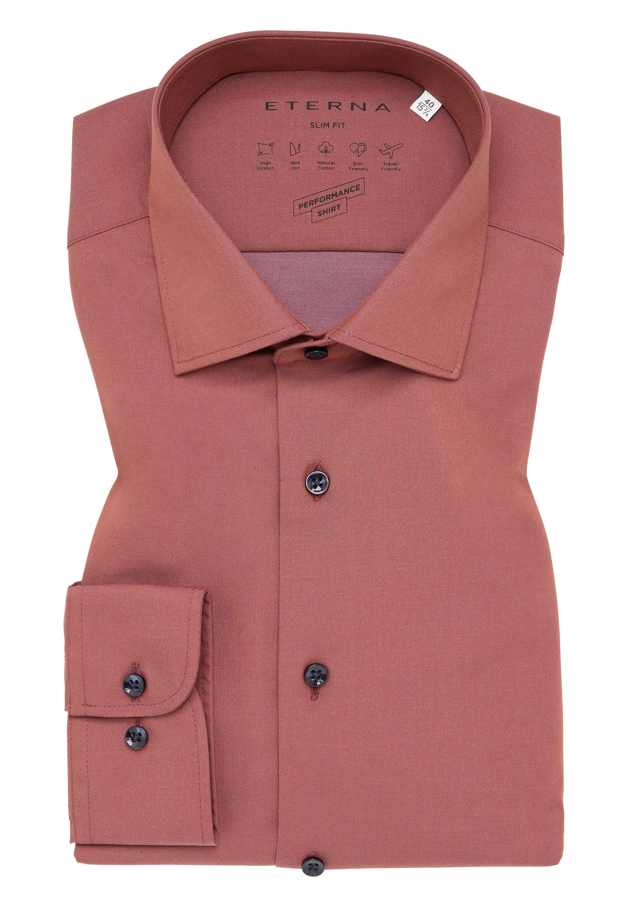 Eterna Overhemd met lange mouwen Slim fit NON IRON (strijkvrij)