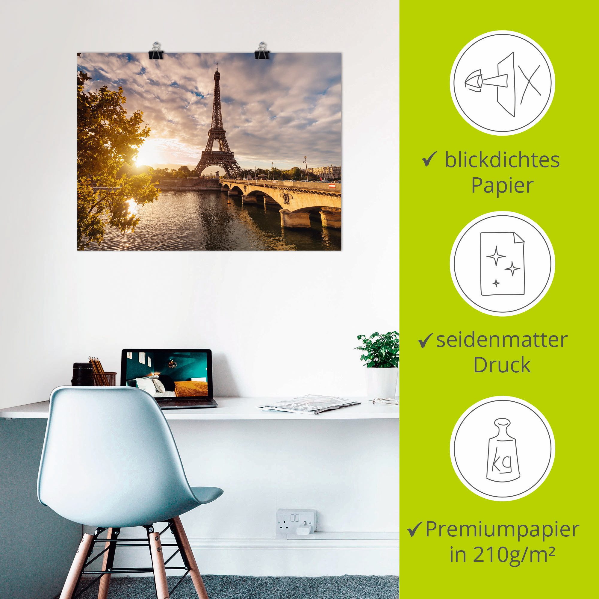 Artland Artprint Parijs Eiffeltoren II als artprint op linnen, poster, muursticker in verschillende maten