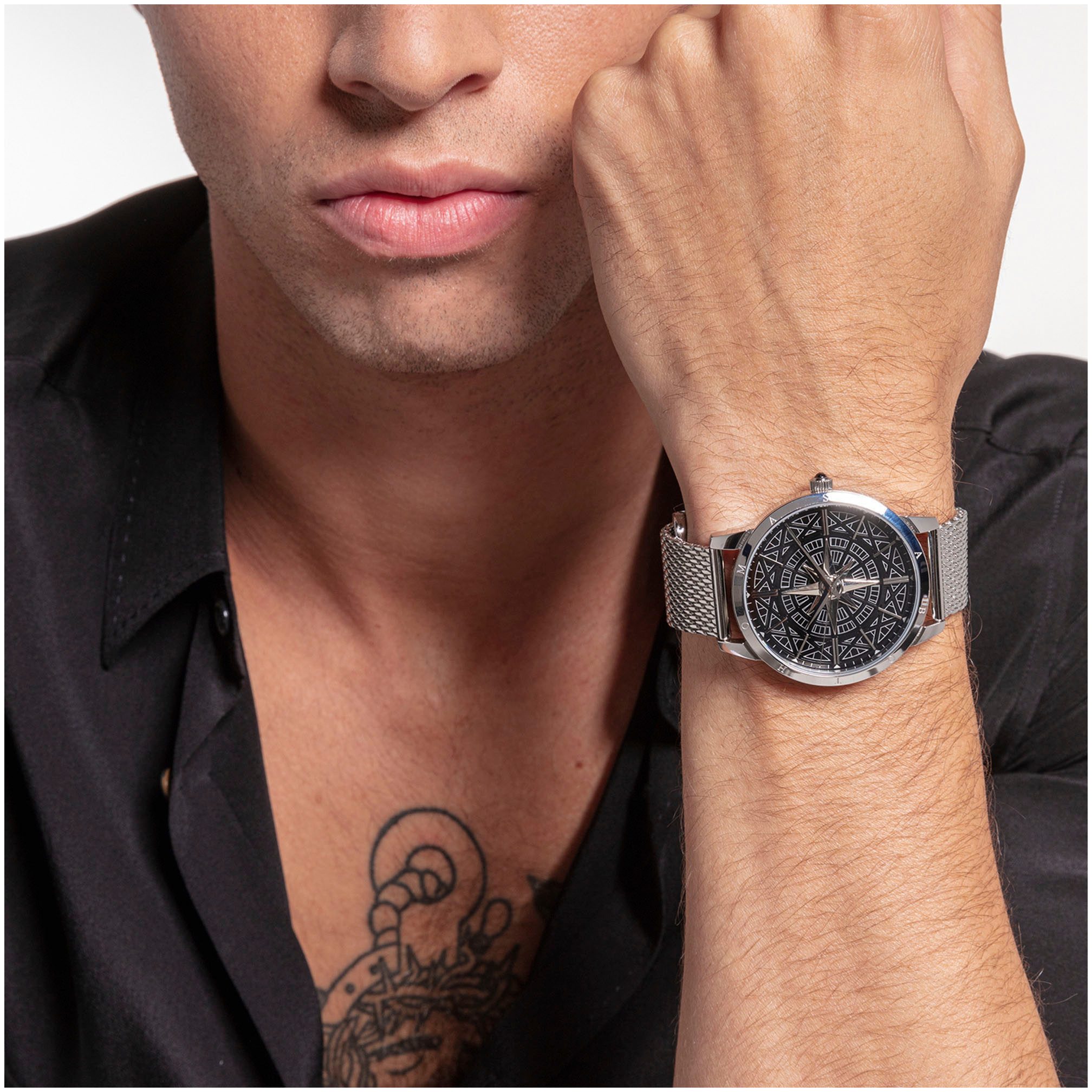 THOMAS SABO Kwartshorloge REBEL SPIRIT KOMPASS Horloge, dames, heren, onyx- of lapis lazuli-stenen, stalen band