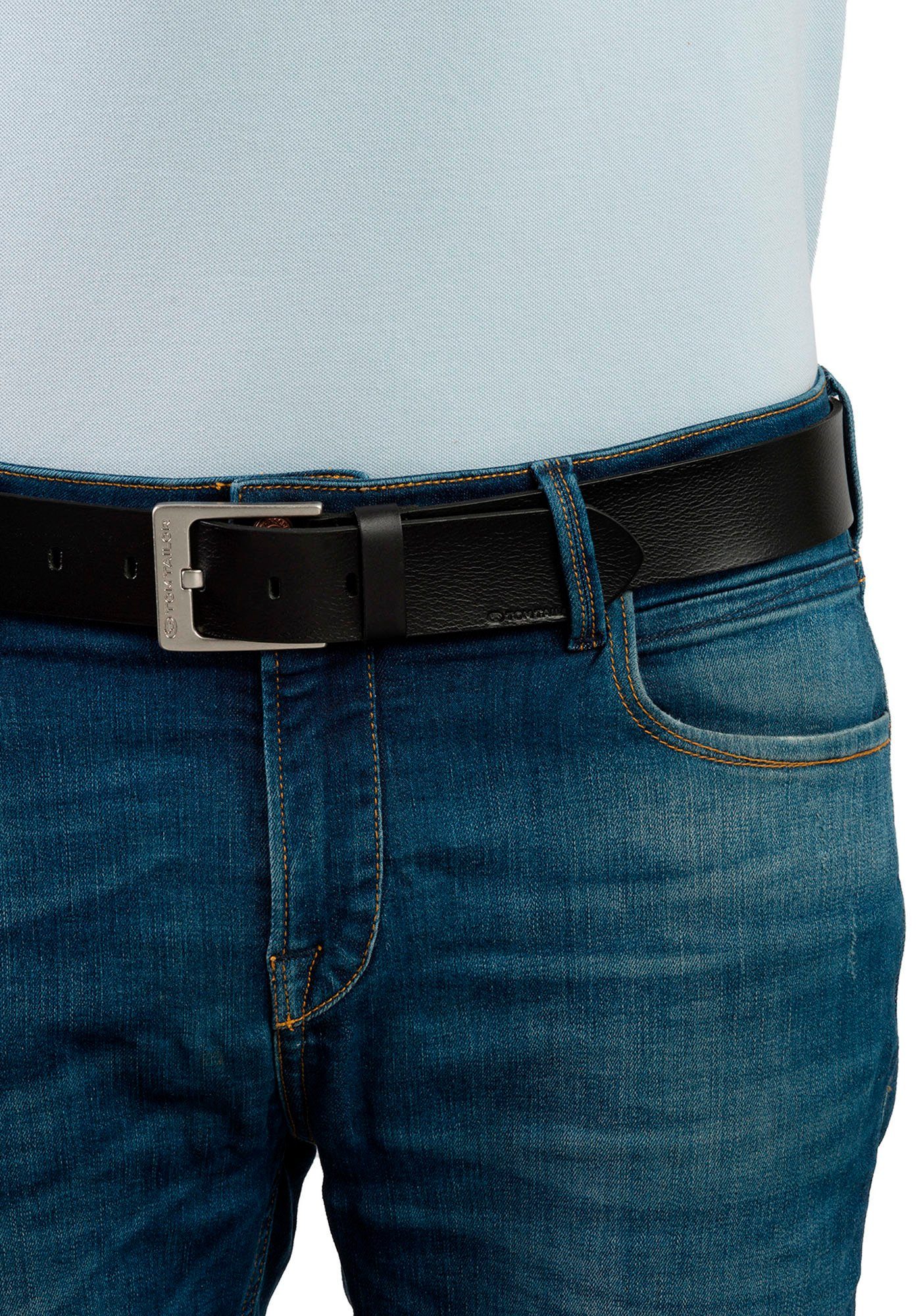 Tom Tailor Leren riem TTCALVINPLUS 4 cm brede herenriem, casual en jeanslook