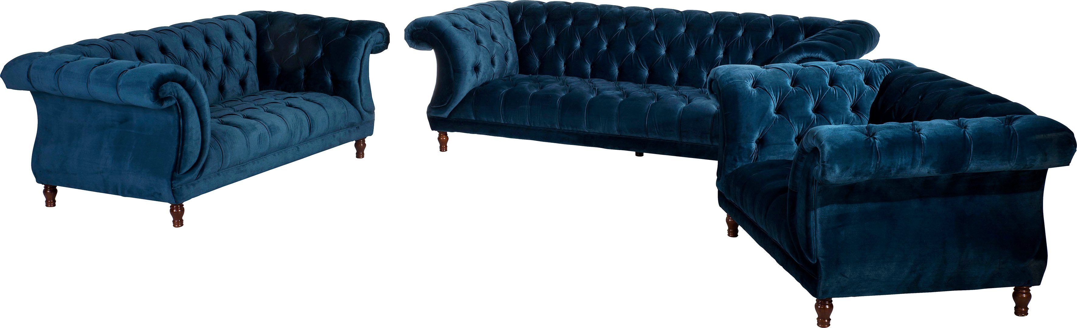 Max Winzer® Loveseat Isabelle, loungestoel Capitonnage & gedraaide poten in beuken notenkleur, breedte 167 cm