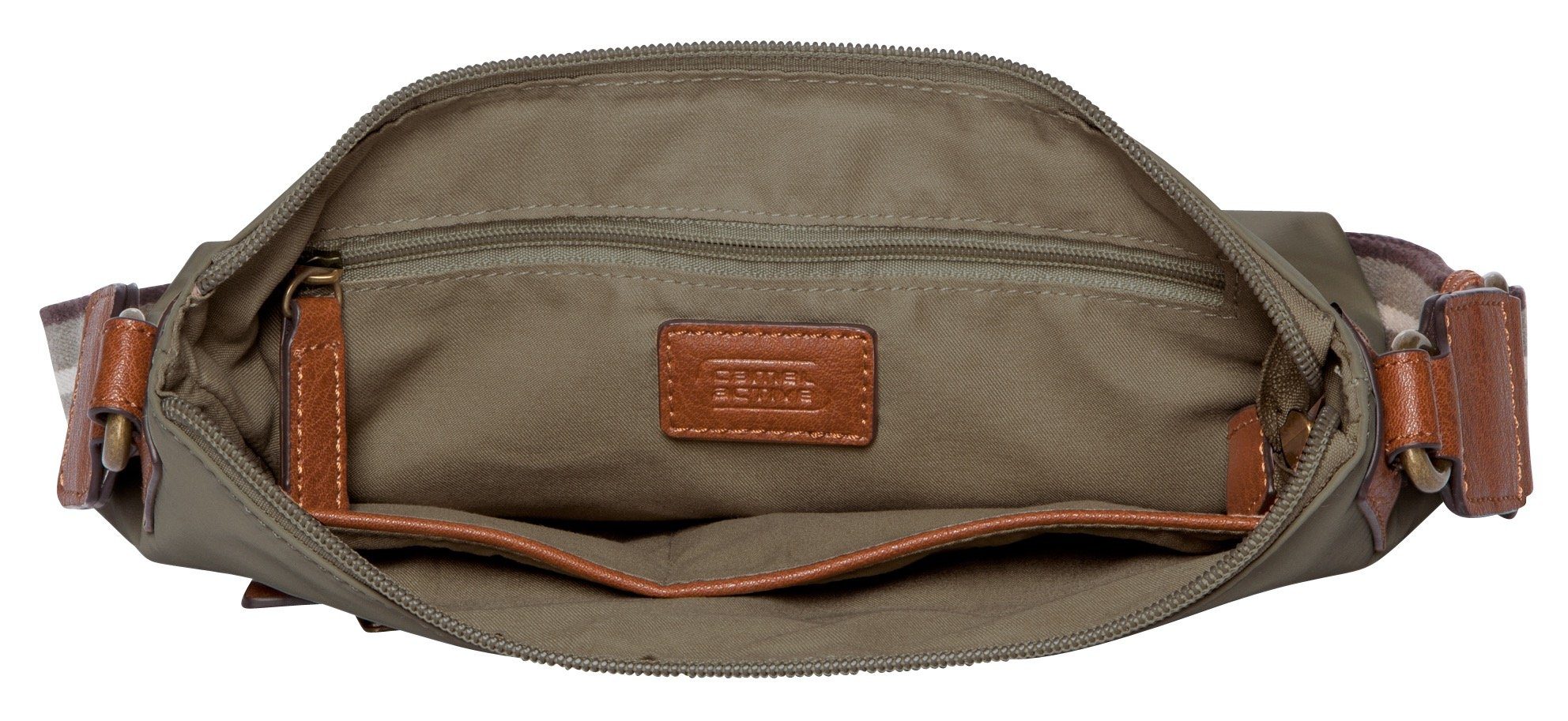 camel active Schoudertas Bari van hoogwaardig mat nylon met gestreept geweven band