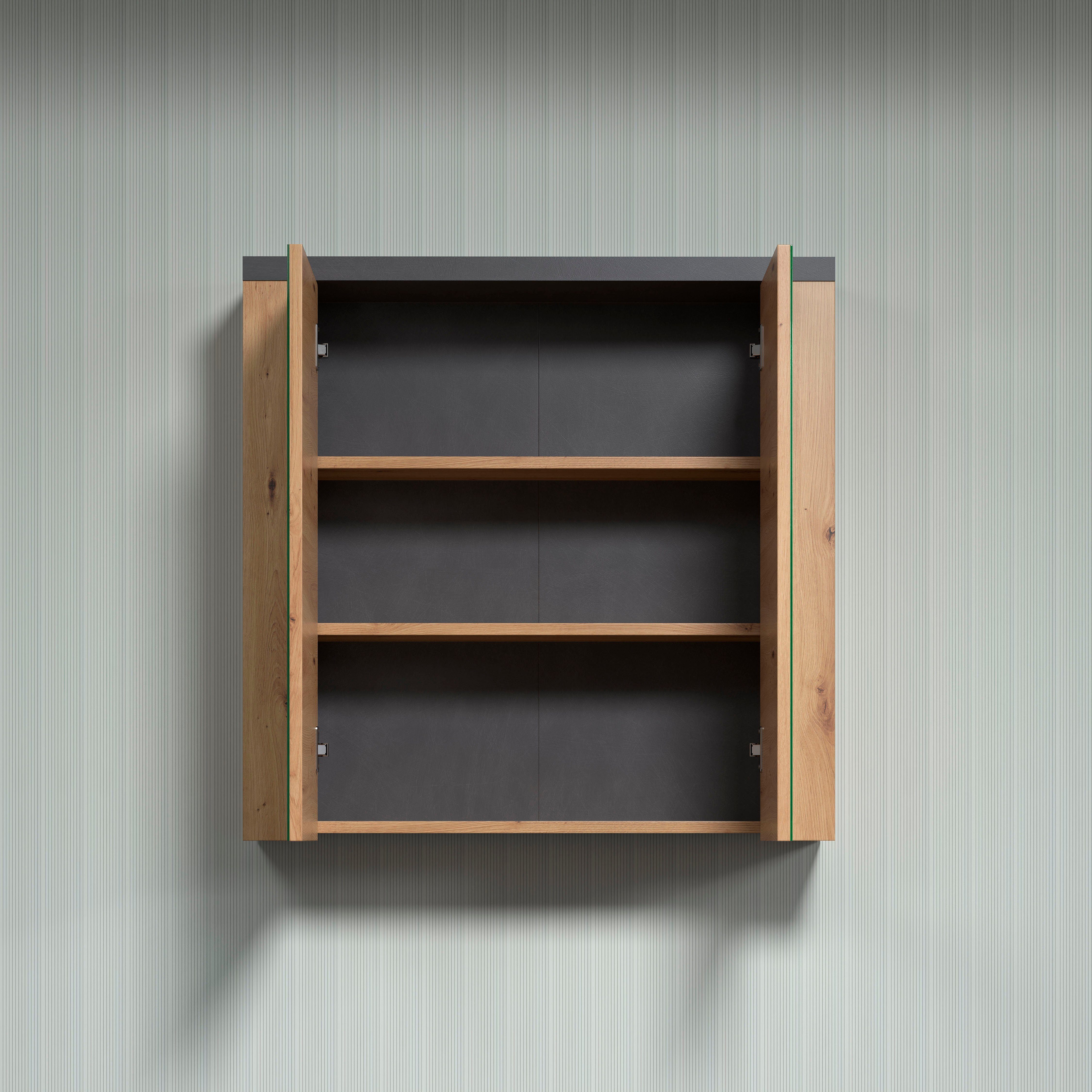 Home affaire Spiegelkast Ambres Badspiegel in matte echt houtlook - afmetingen (B/D/H) 79/20/78 cm
