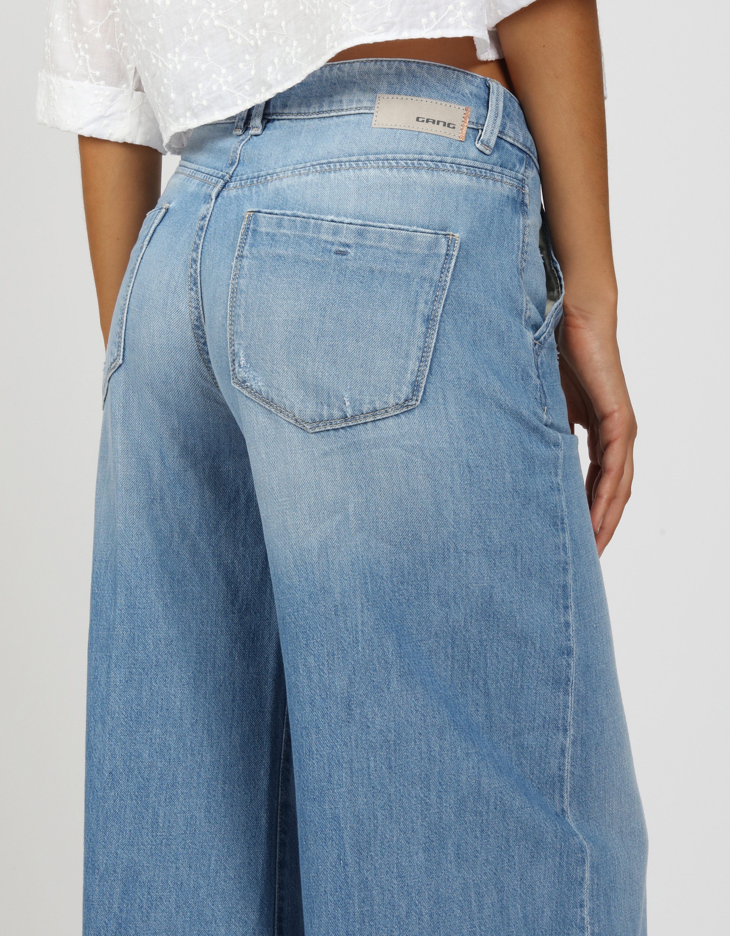 GANG Wijde jeans 94MONA met wijde pijpen en open zoom