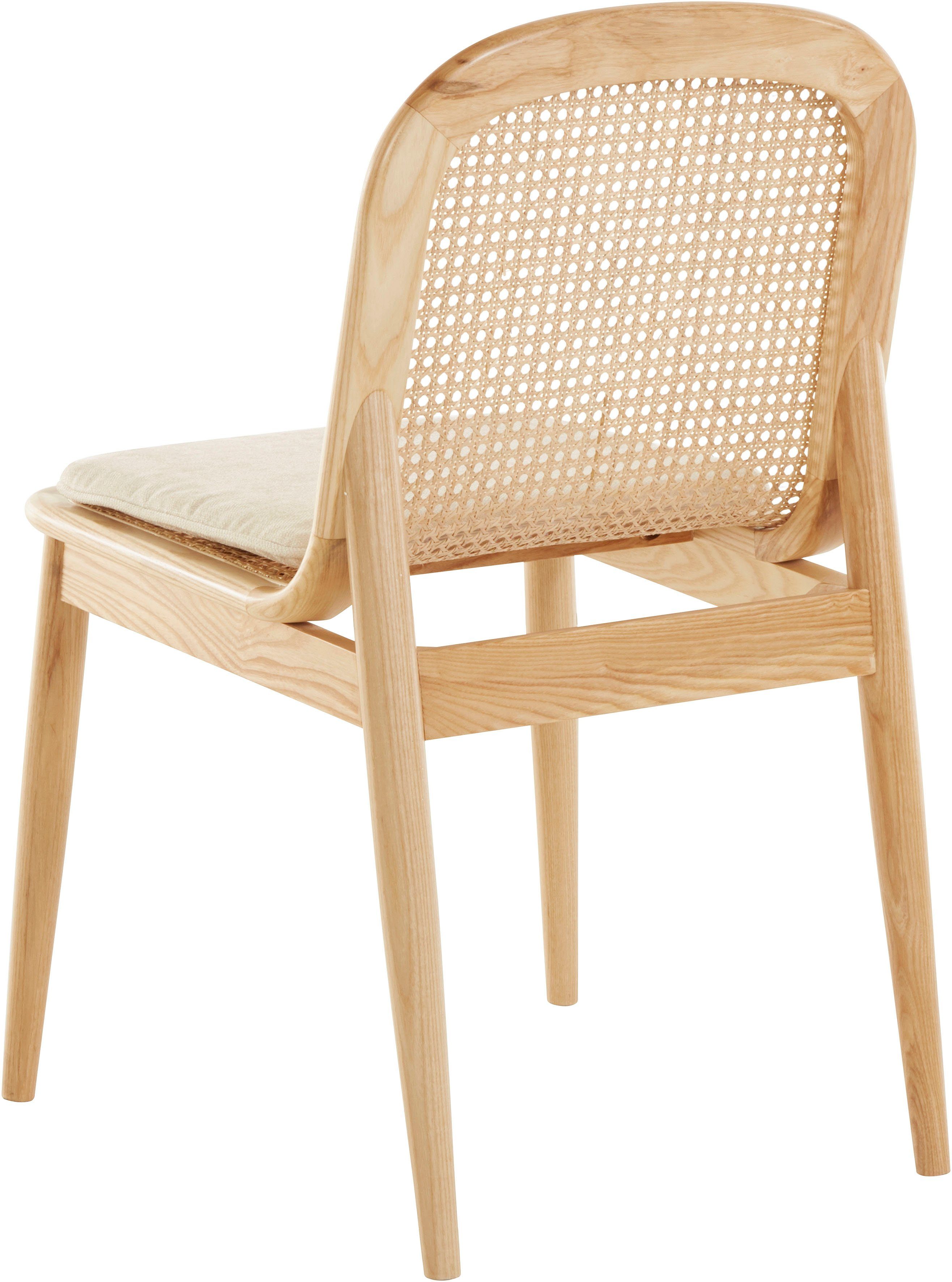 LeGer Home by Lena Gercke Eetkamerstoel 214LINASTUHL Polstertstoel met frame en poten van massief essenhout (set)