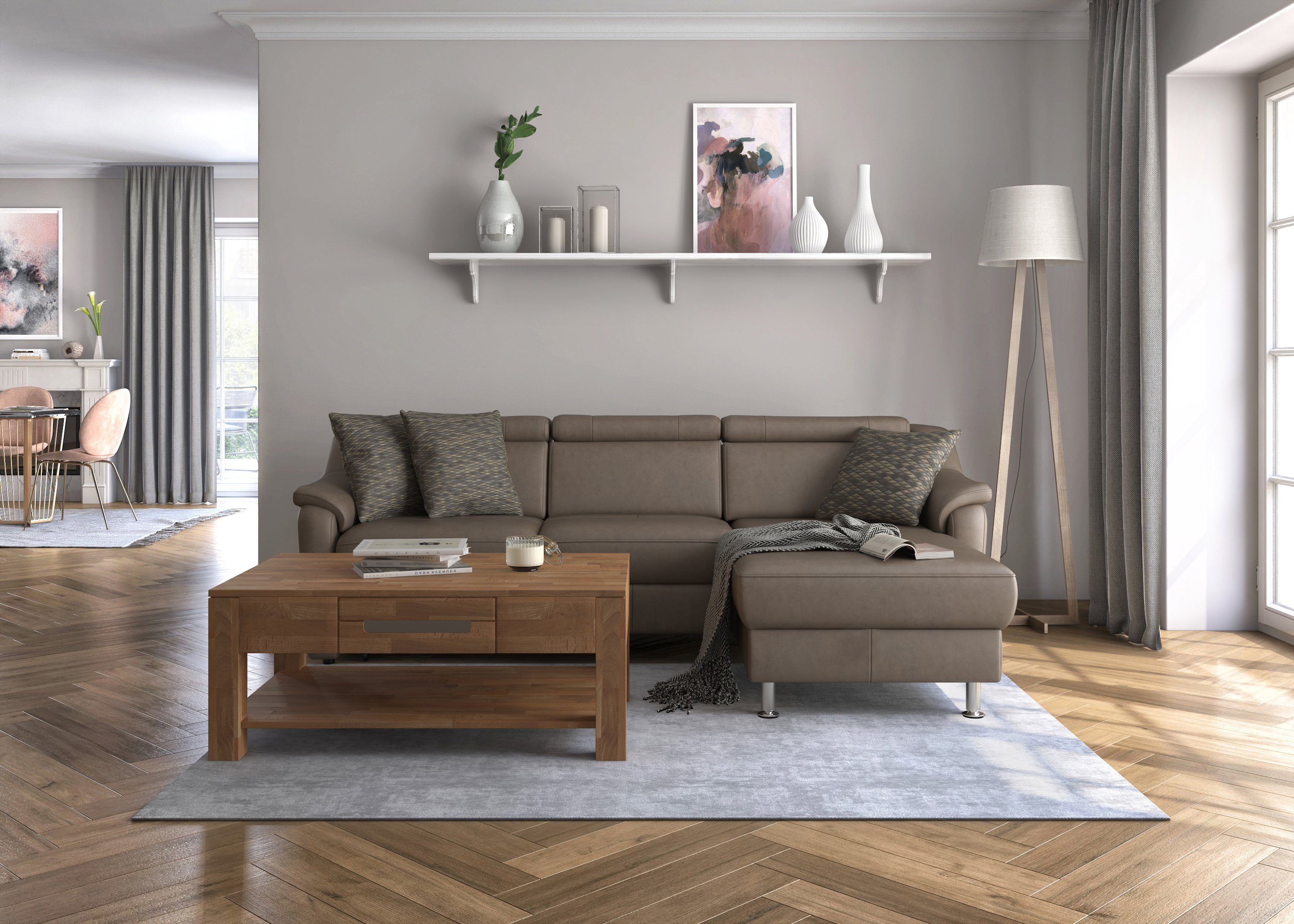 sit&more Hoekbank Freetown L-vorm met verstelbare hoofdsteun en comfortabele binnenvering
