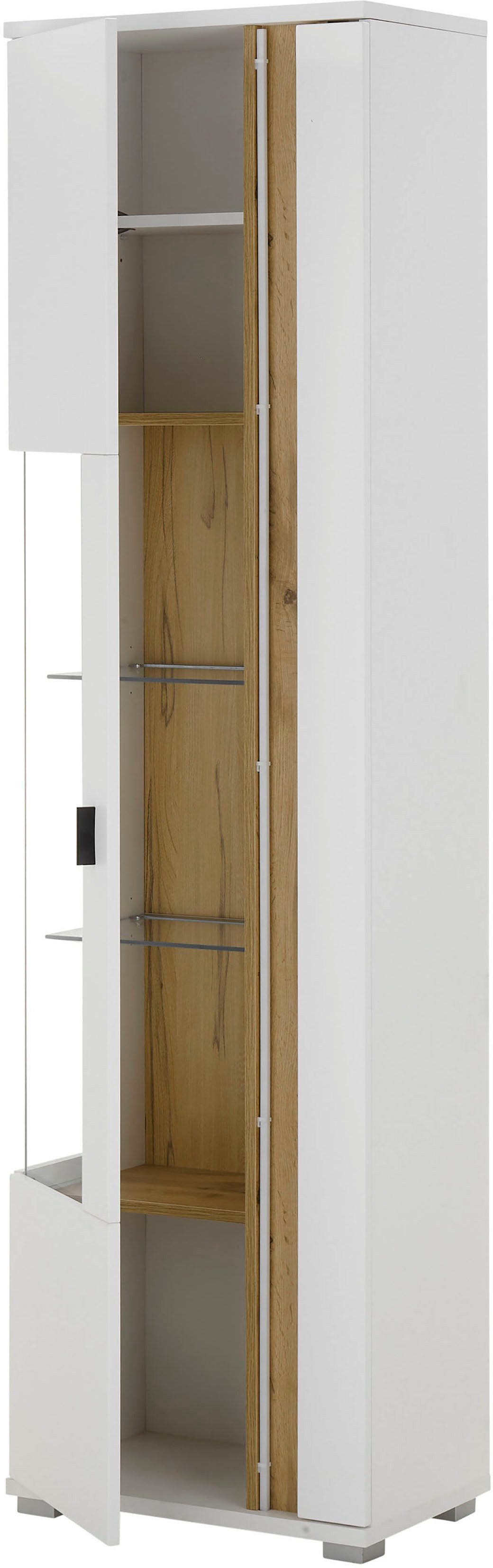 INOSIGN Vitrinekast Long Island in moderne trendkleur, inclusief verticale verlichting, breedte 55 cm (1 stuk)