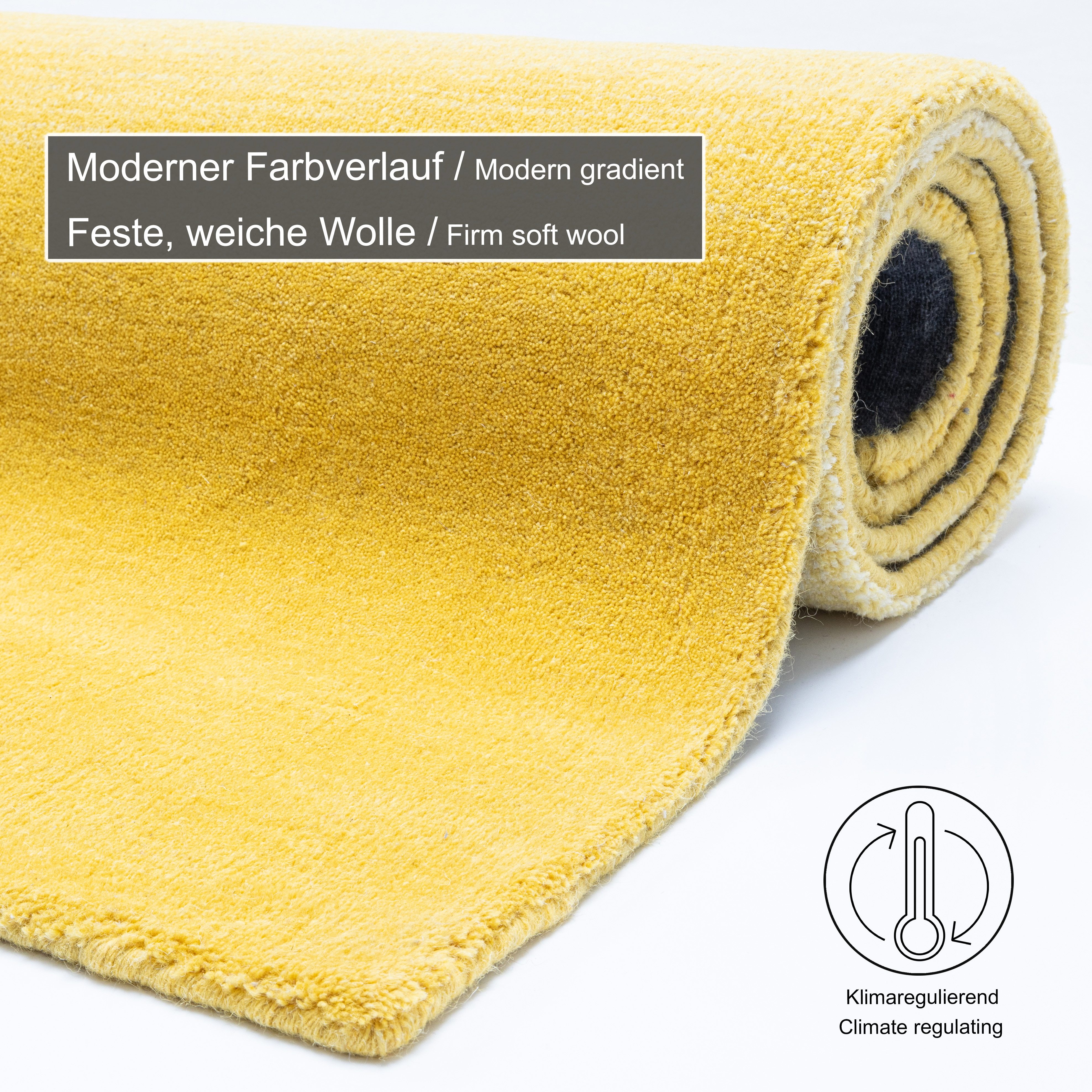 THEKO Wollen kleed Wool Comfort Handgeweven vloerkleed, zuivere wol, met de hand geweven, briljante kleuren, Scandinavisch