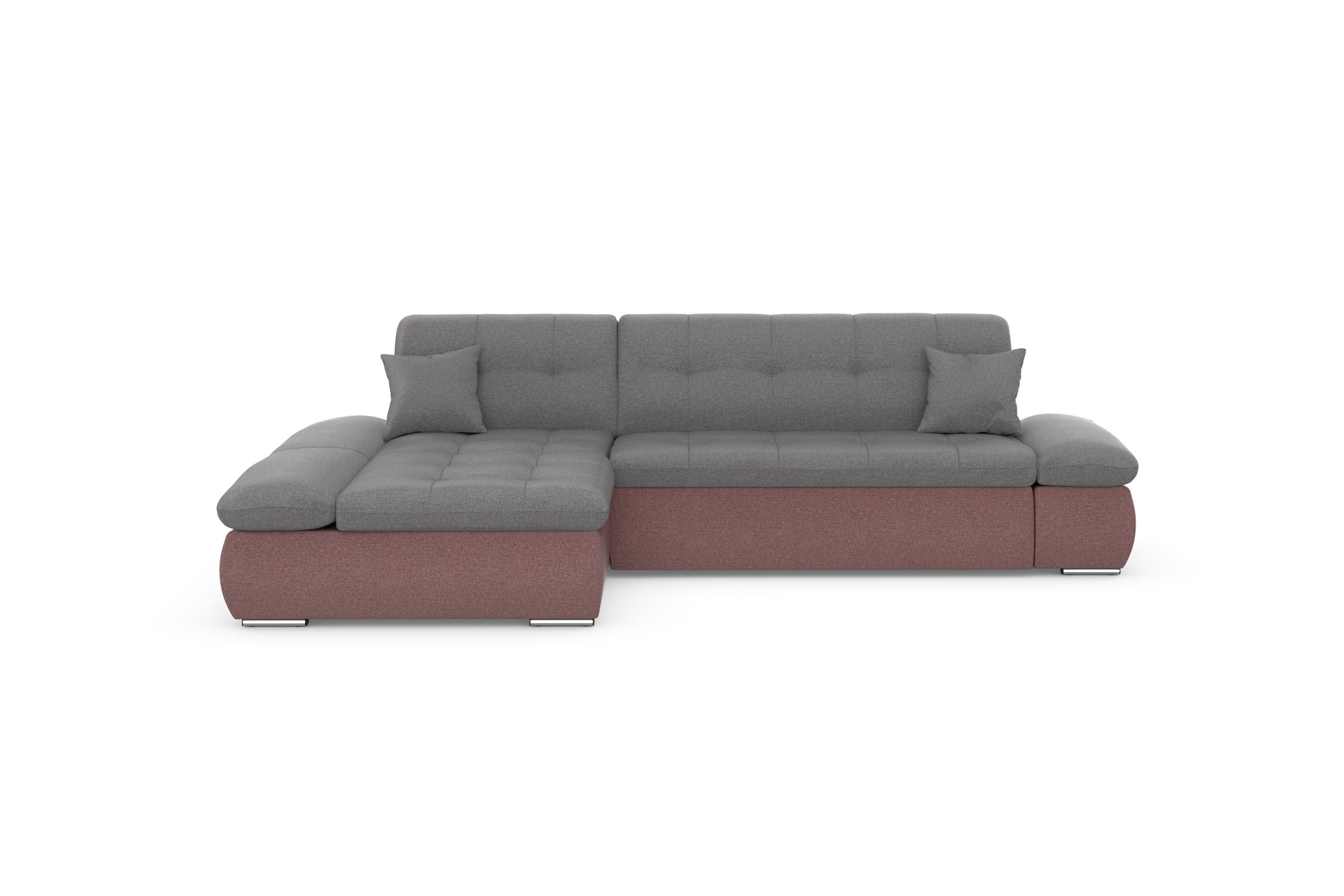 DOMO collection Hoekbank Moric, L-vorm, XXL-bank - Breedte 300cm keuze met bedfunctie en armleuningverstelling, donkergroen