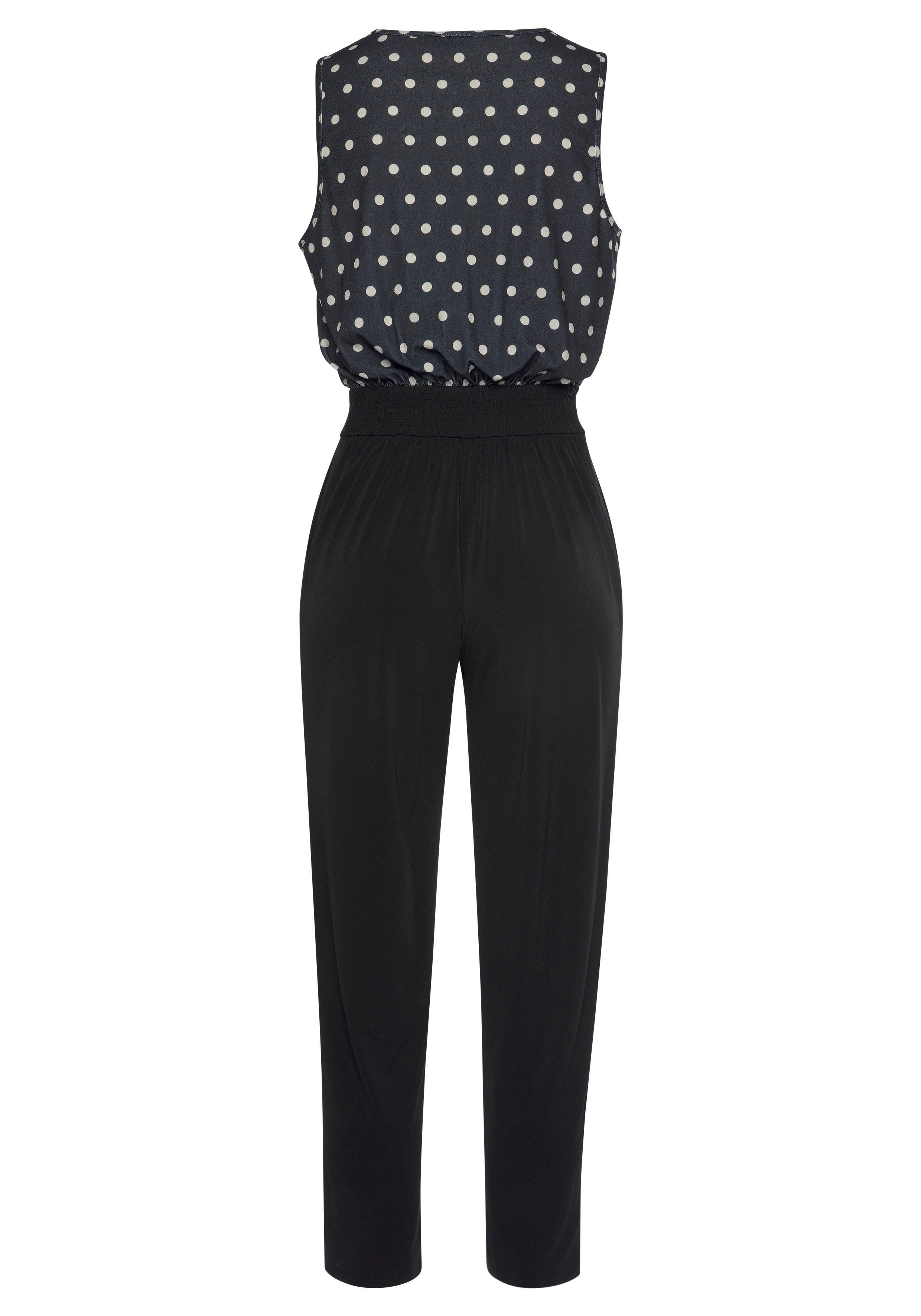 Lascana Jumpsuit met bedrukt bovenstuk, elegante jumpsuit met v-hals