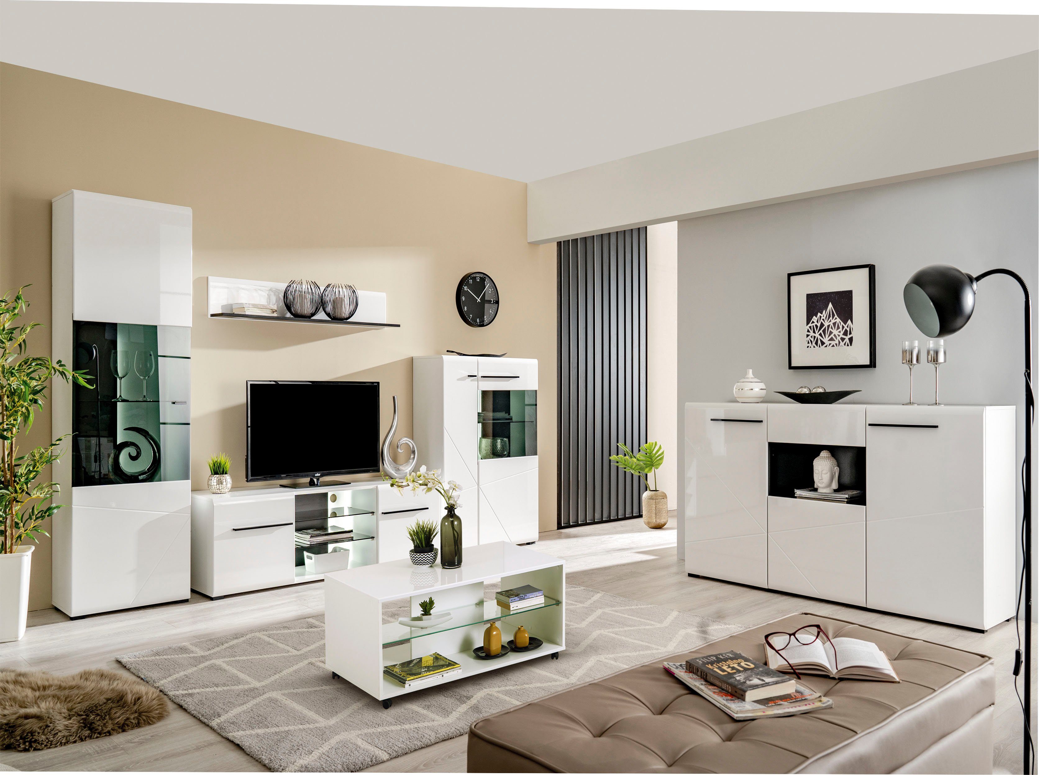 INOSIGN Vitrinekast Trentino Hoogte ca. 190 cm, soft-closefunctie, hoogglansfronten
