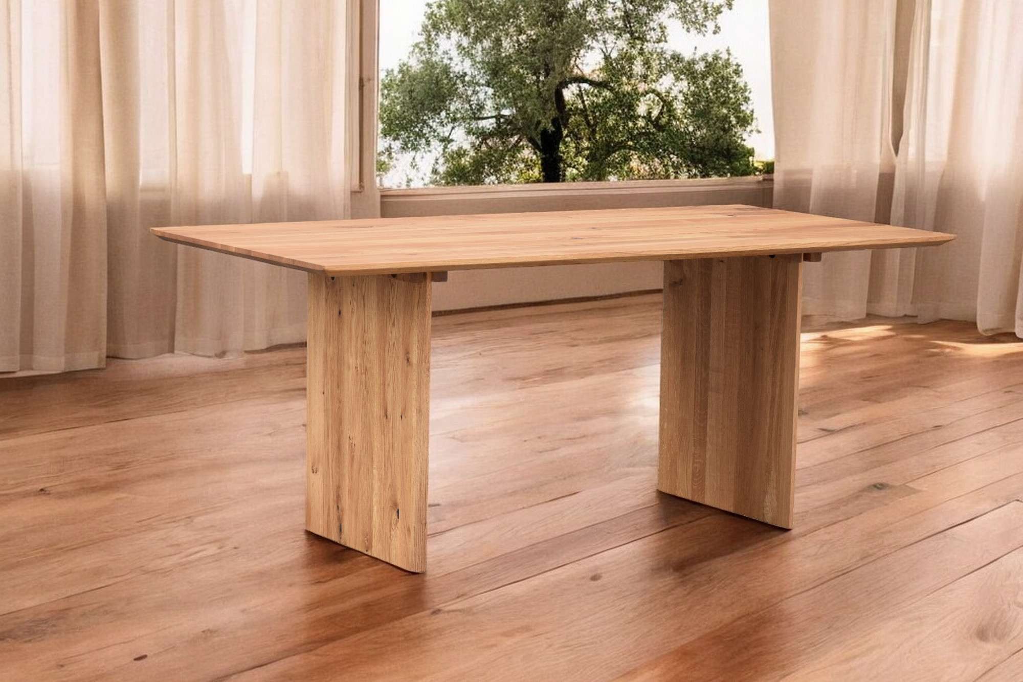 Home affaire Eettafel Waldhain keukentafel, houten wangframe, massief gewild eikenhout, geolied