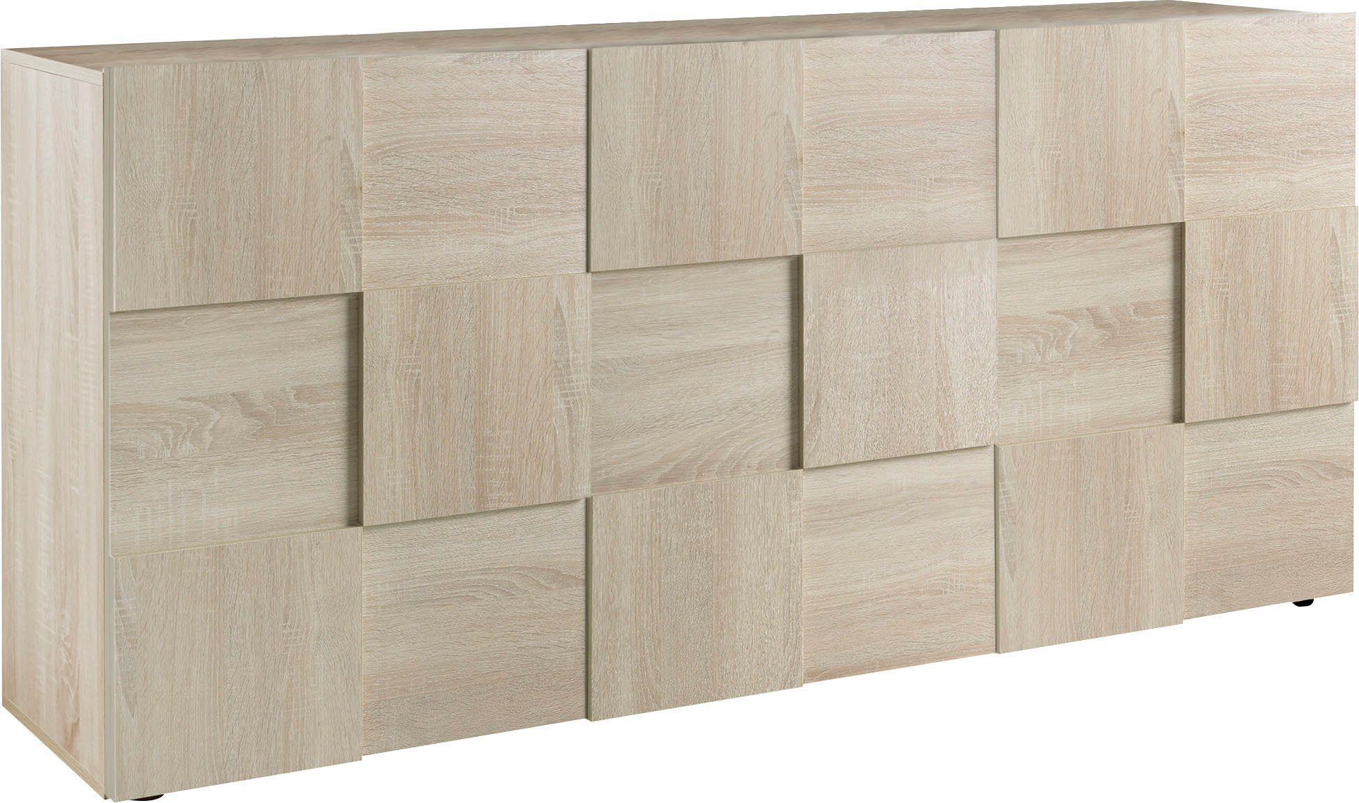 INOSIGN Dressoir Dama Breedte 181, Commode 3 deuren, Dressoir Front in 3D-uiterlijk, veel opbergruimte, verschillende kleuren dressoirs beige
