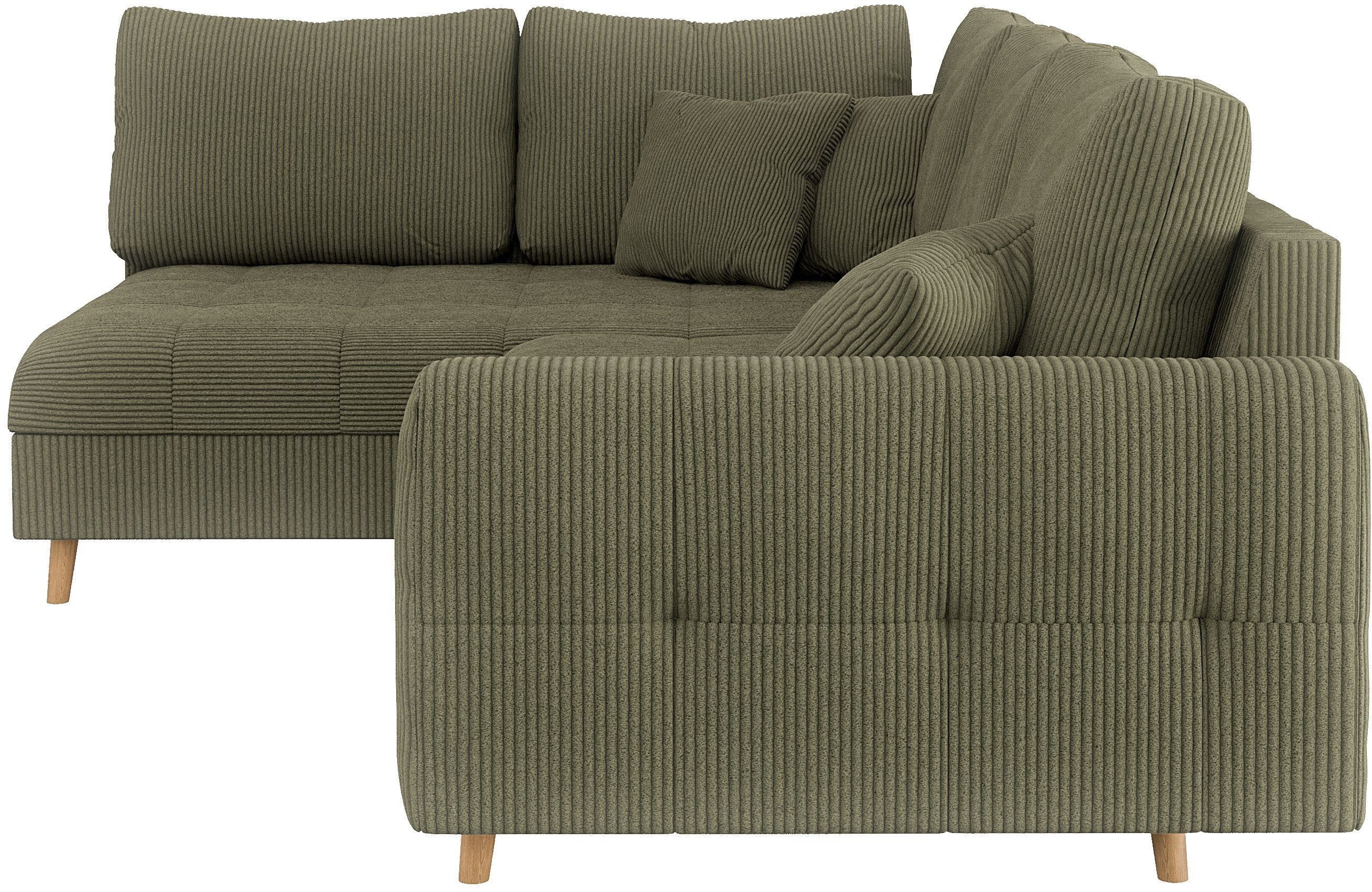 Home affaire Hoekbank CHARRE L-vorm met ottomane, afmetingen B/D/H: 231/161/81 cm fijne stiksels, losse rug- en sierkussens, ook in cord en bouclé