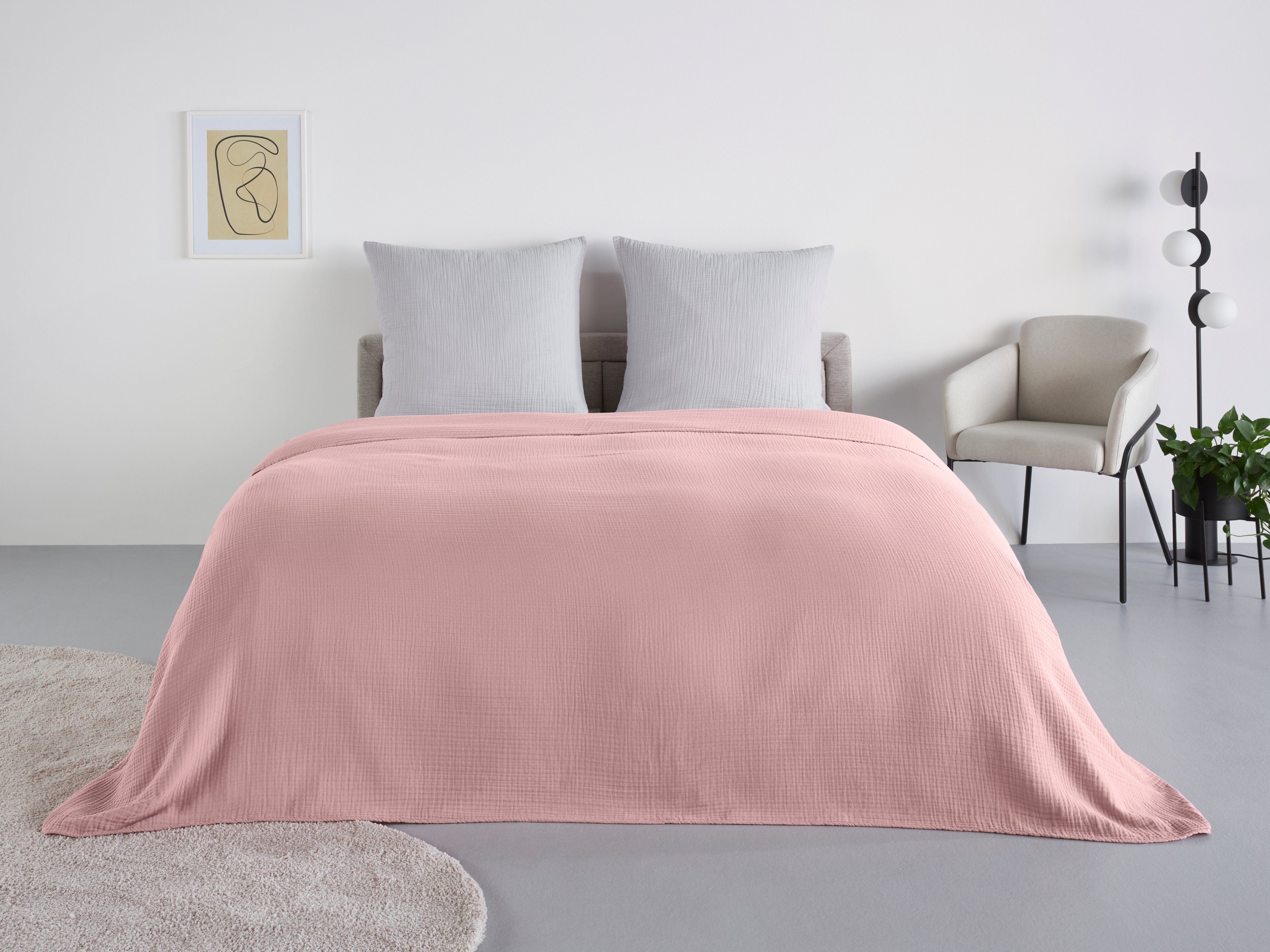 andas Sprei LUNDBY Dekentje van katoen in zachte mousseline kwaliteit, uni kleur