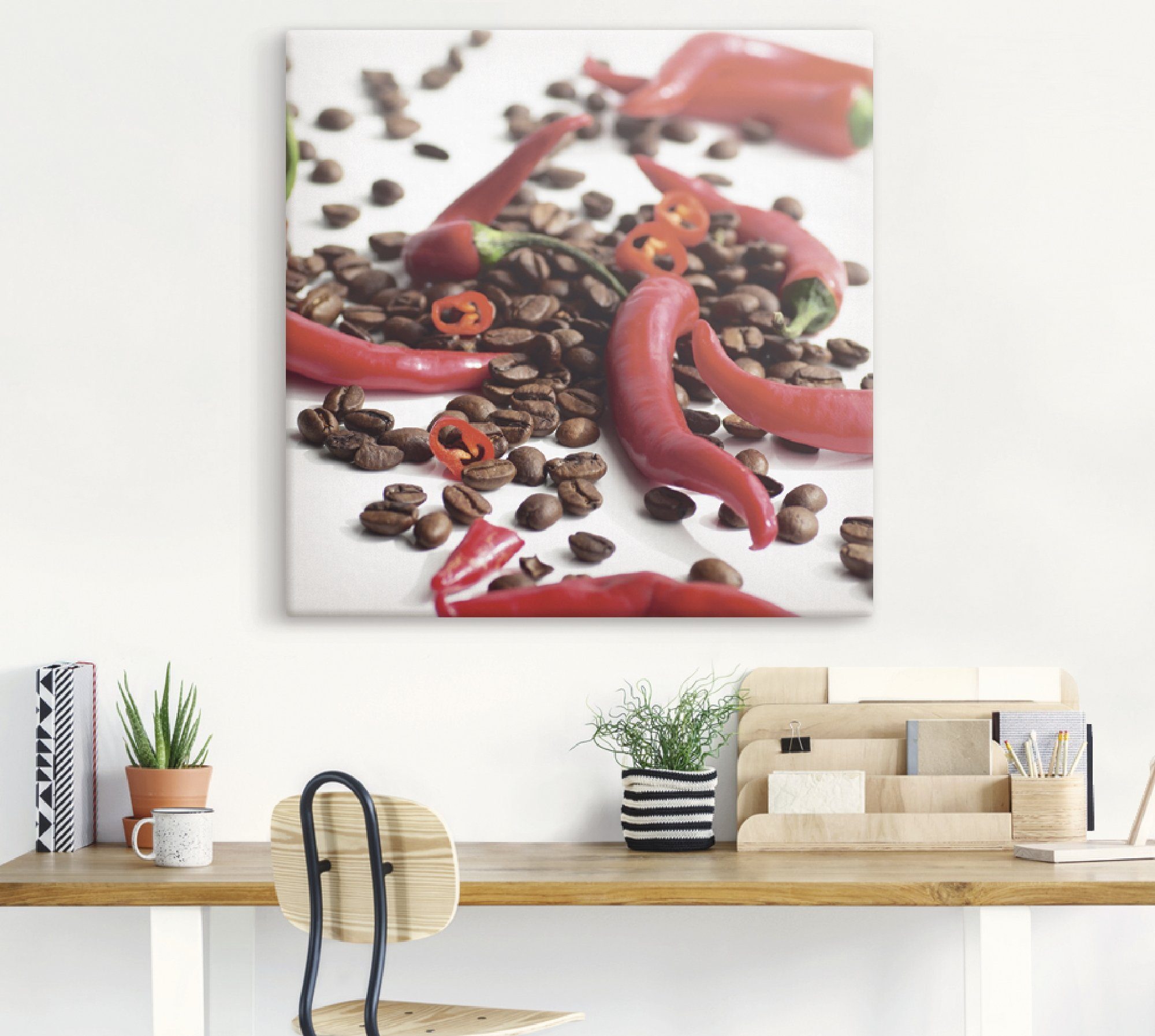 Artland Artprint Verse chili op koffie als artprint op linnen, poster in verschillende formaten maten