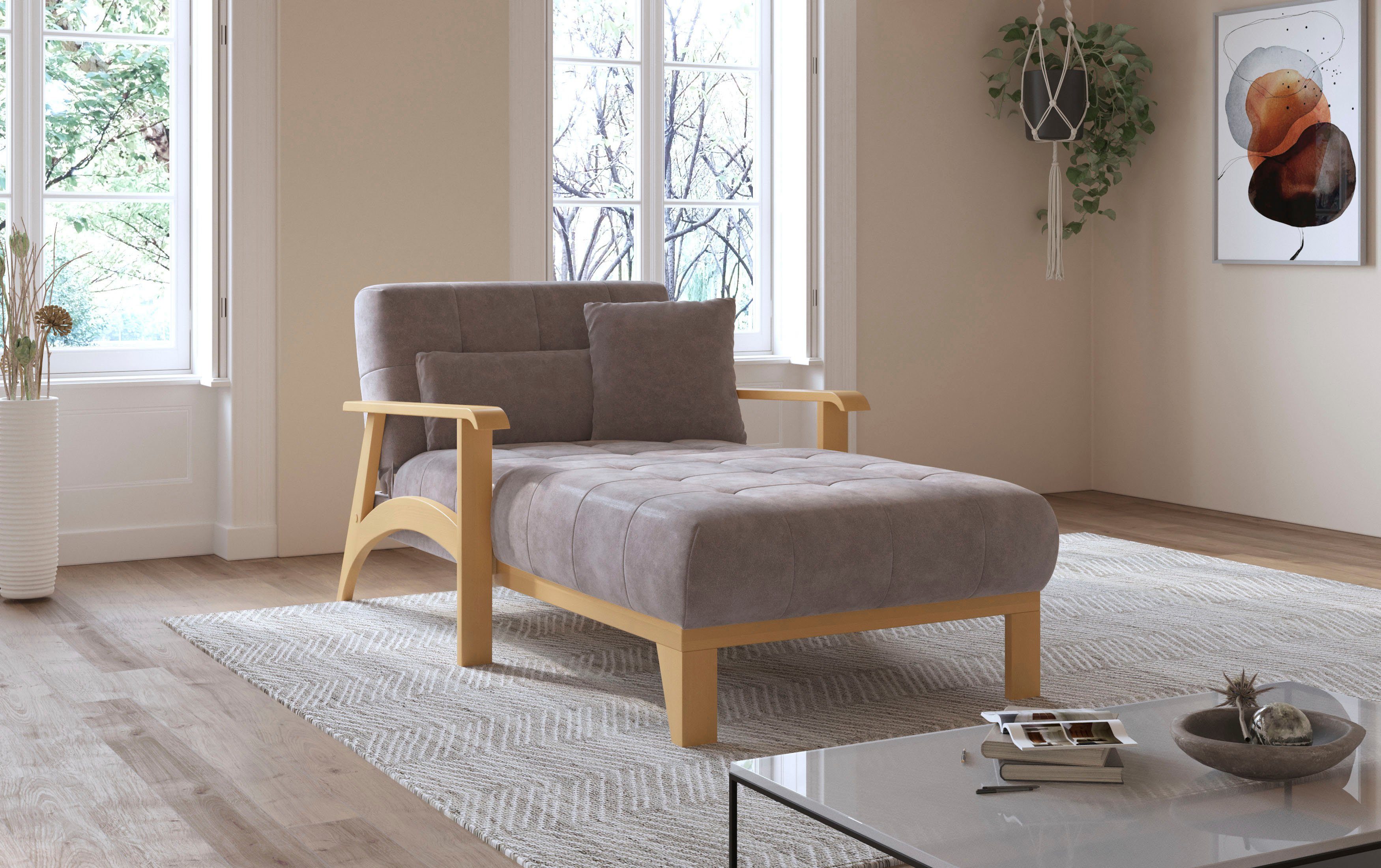 sit&more Récamier Billund Armleuningen van eikenkleurig beukenhout, verschillende bekledingen en kleuren
