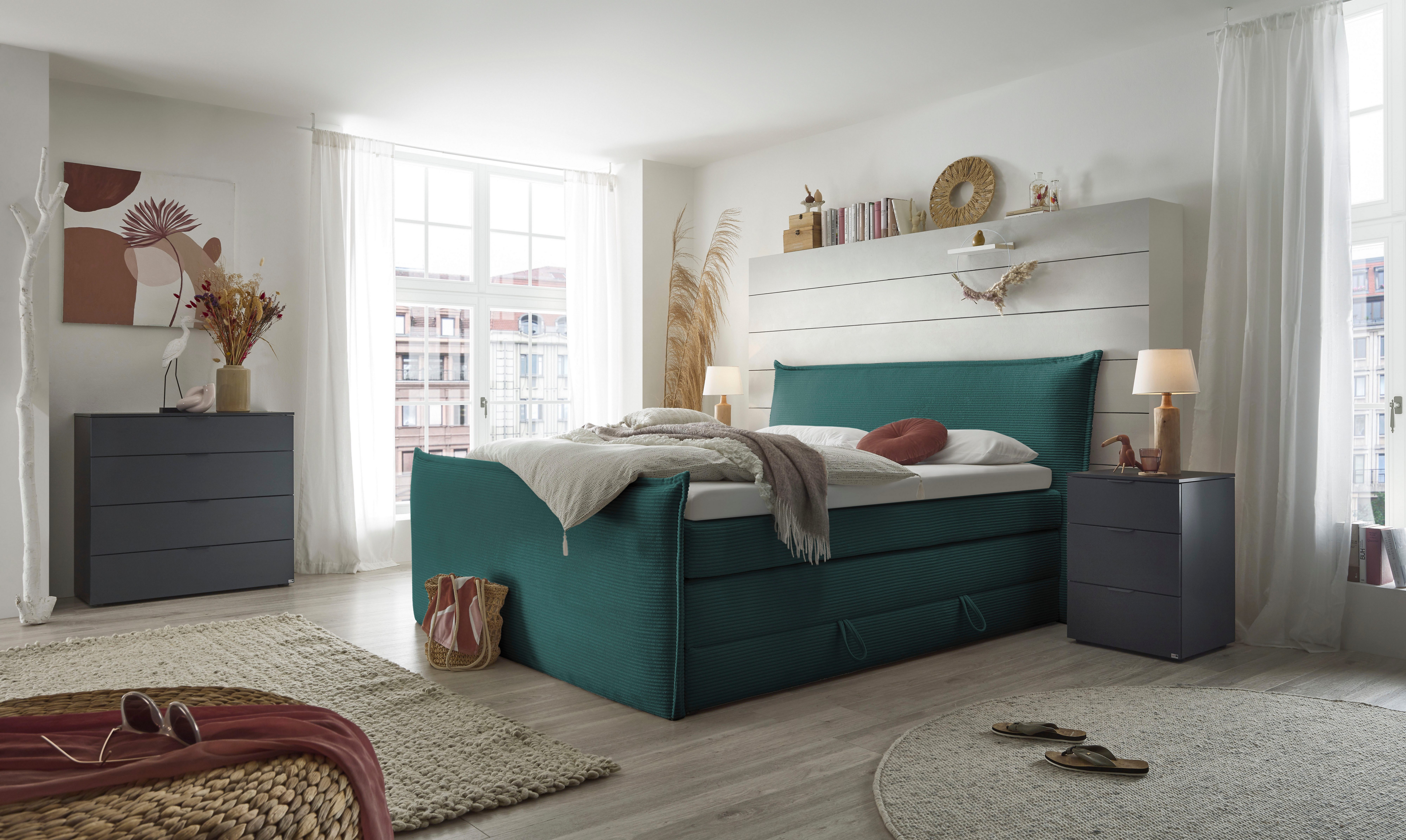 set one by Musterring Boxspring Florida in moderne cord bekleding, met bedlade, in 3 maten verkrijgbaar boxsprings groen
