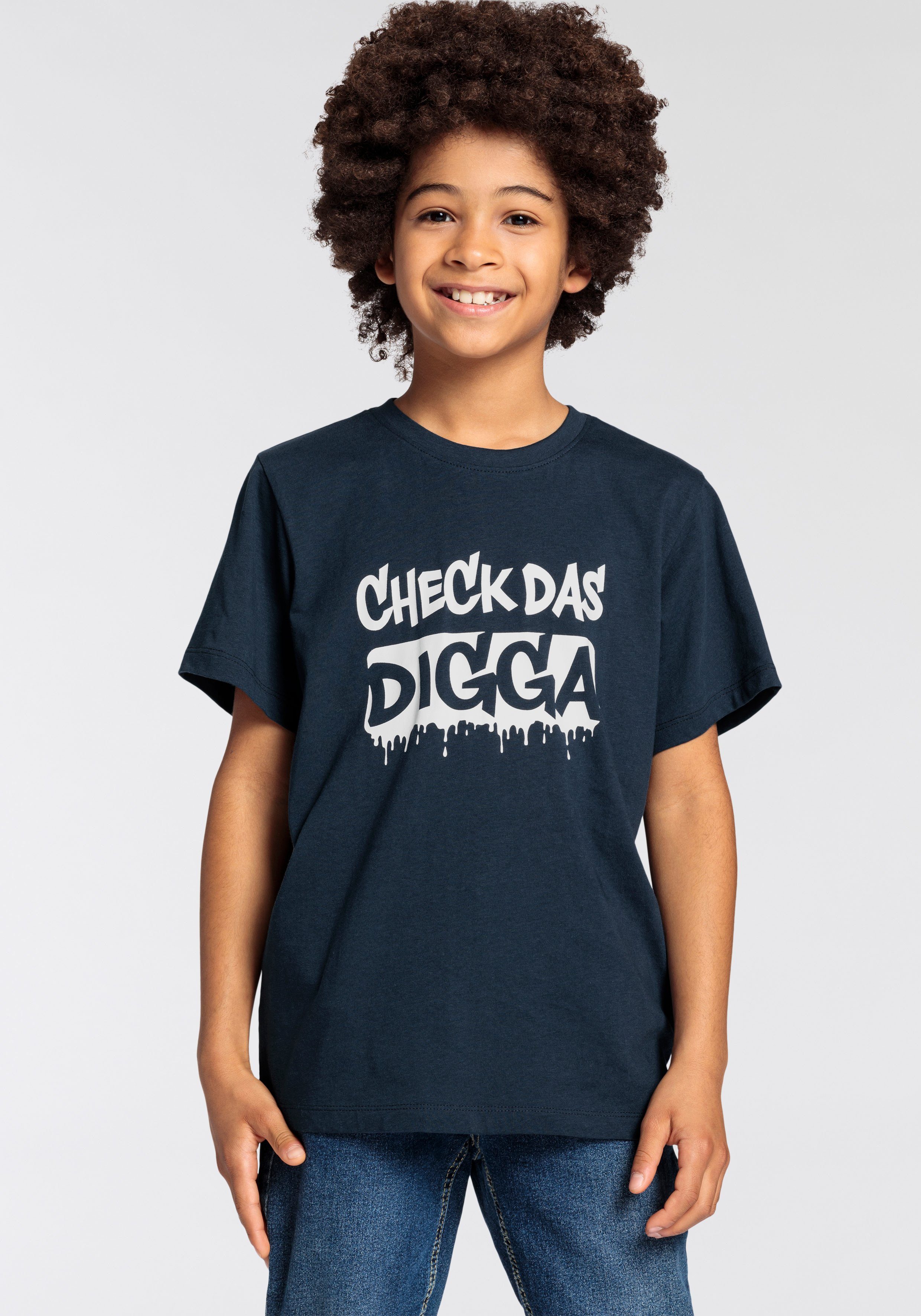 KIDSWORLD T-shirt CHECK DAS DIGGA Korte mouwen, basic pasvorm, bedrukt, ronde hals