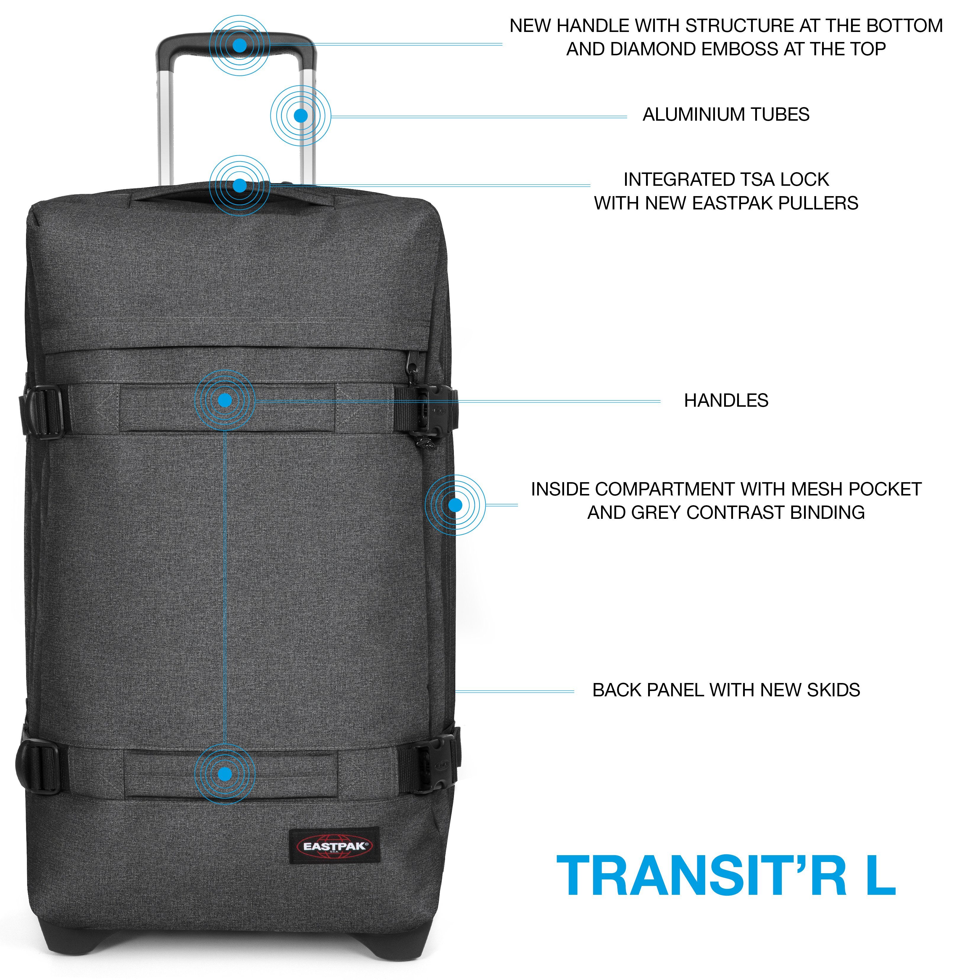 Eastpak Zachte bagage trolley TRANSIT'R L Reisbagage incheckbagage reiskoffer met TSA-slot reistas