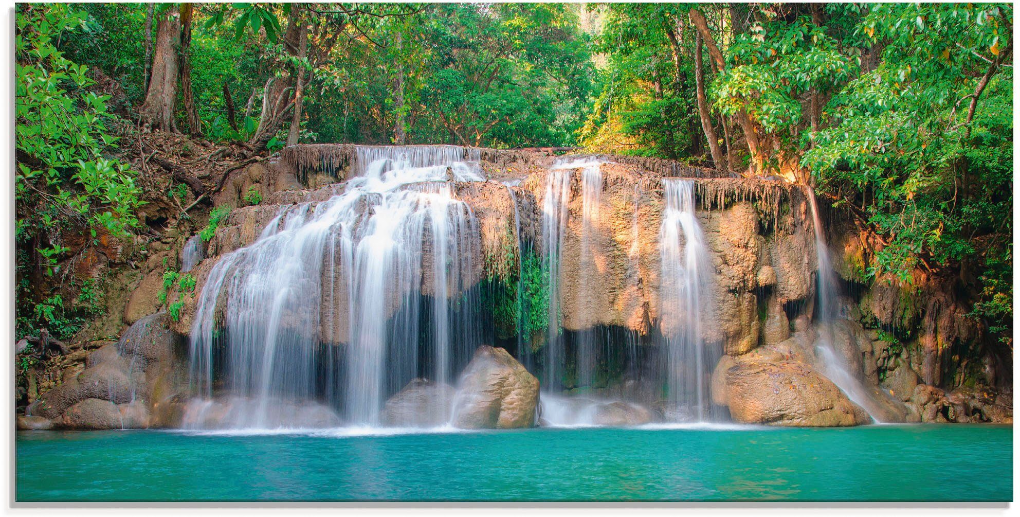 Artland print op glas Wasserfall im Wald National Park