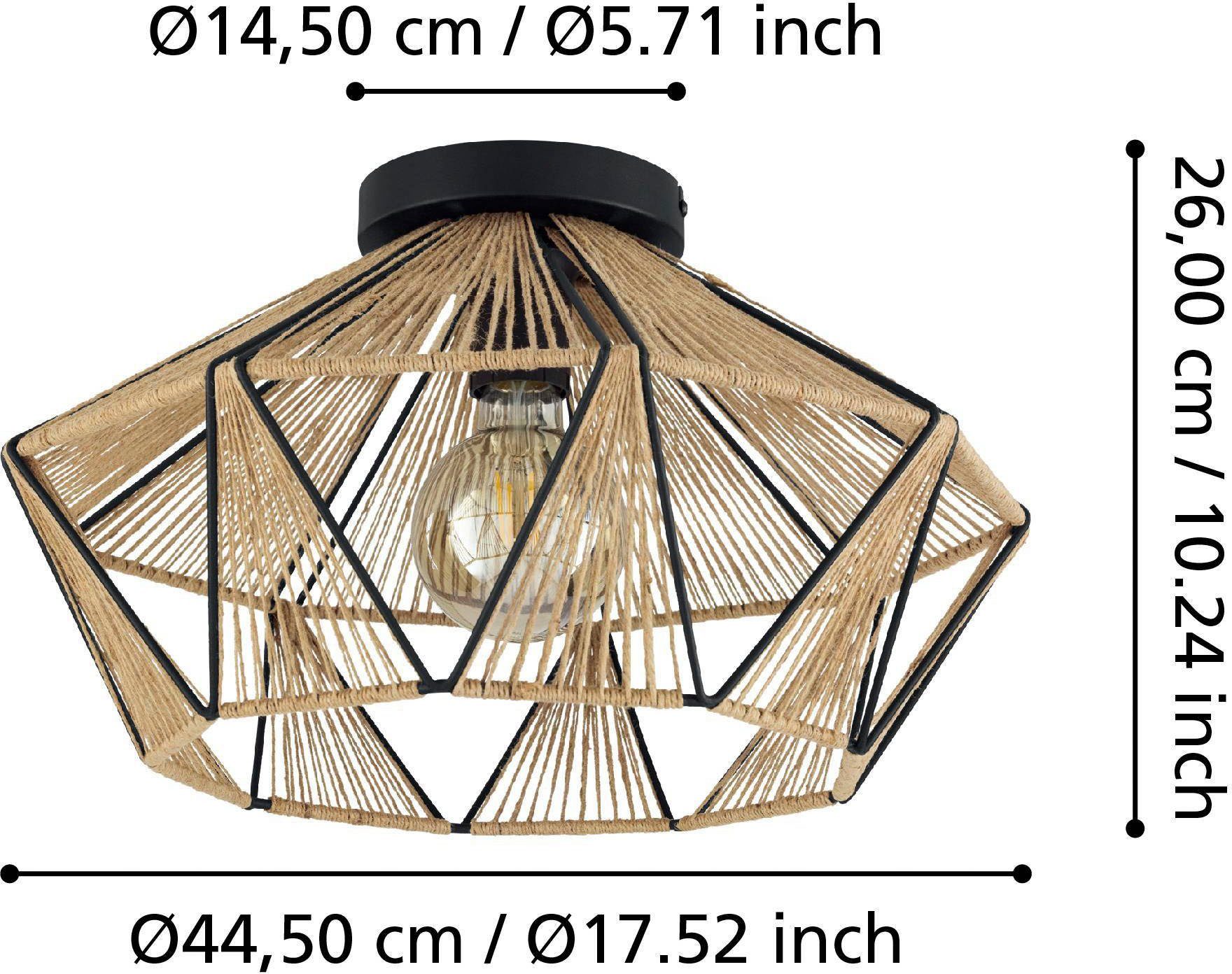 EGLO Plafondlamp ADWICKLE Plafondlamp, staal en textiel, woonkamerlamp, hal lamp (1 stuk)