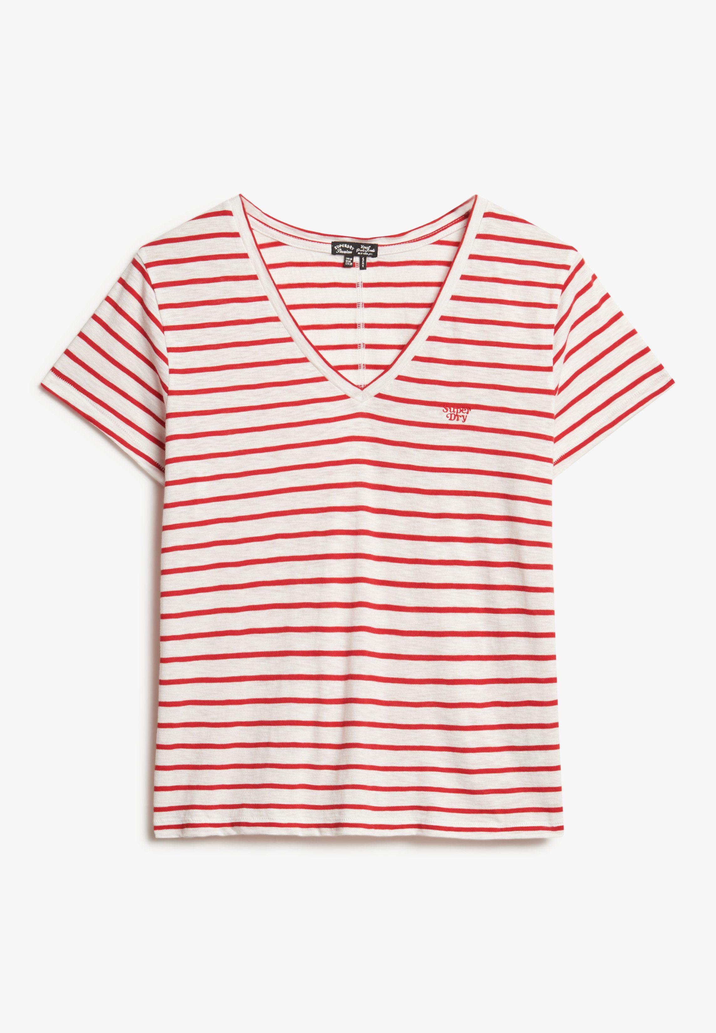 Superdry Shirt met V-hals STUDIOS SLUB EMB VEE TEE gestructureerd t-shirt met v-hals en borduursel