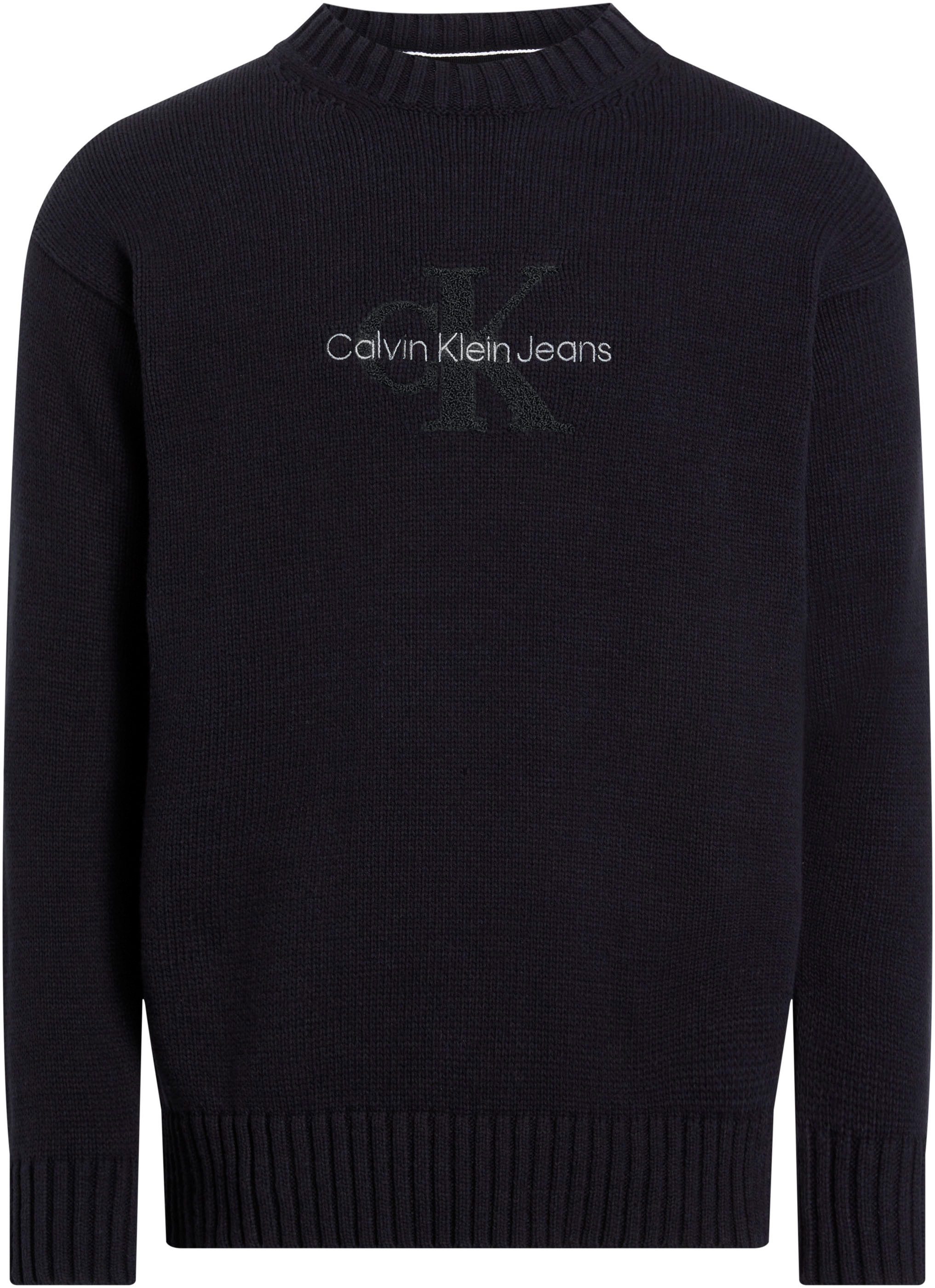 Calvin Klein Trui met ronde hals CHENILLE MONOLOGO SWEATER