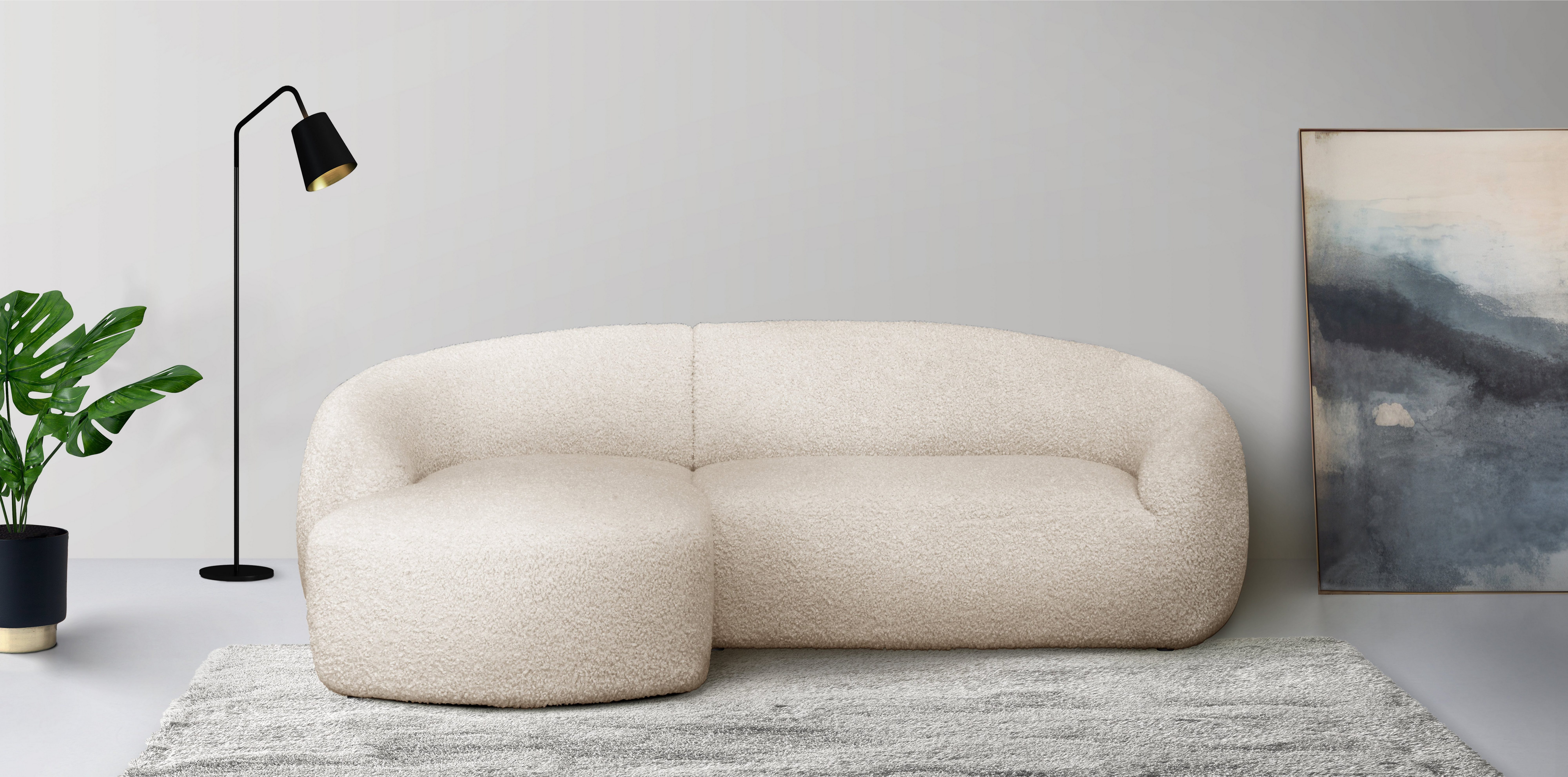 LeGer Home by Lena Gercke Hoekbank YANI L-vorm, designerbank, organische vorm, afmetingen B/D/H: 255/170/81 cm