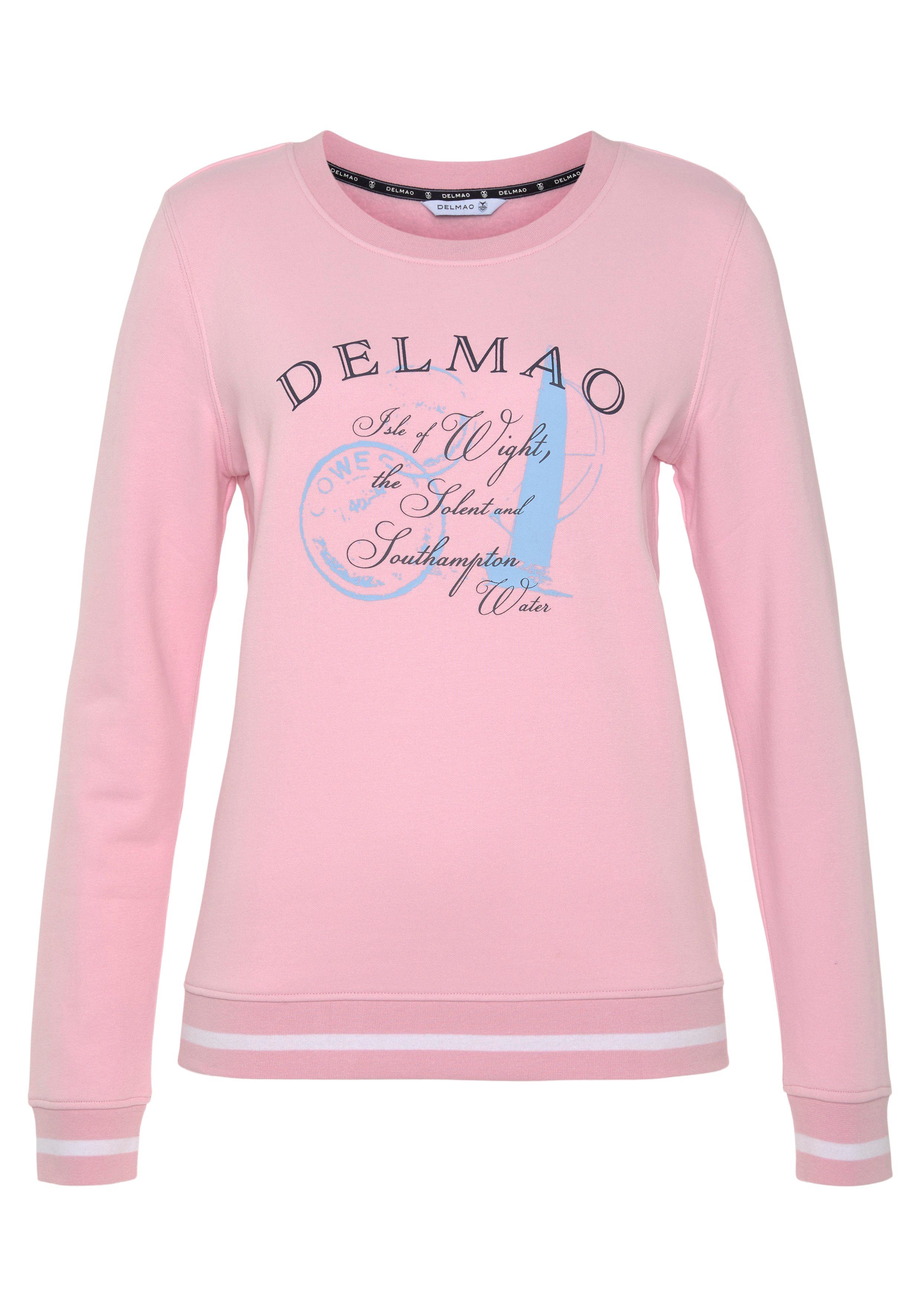 DELMAO Sweatshirt met sportieve contrasterende strepen op de boorden