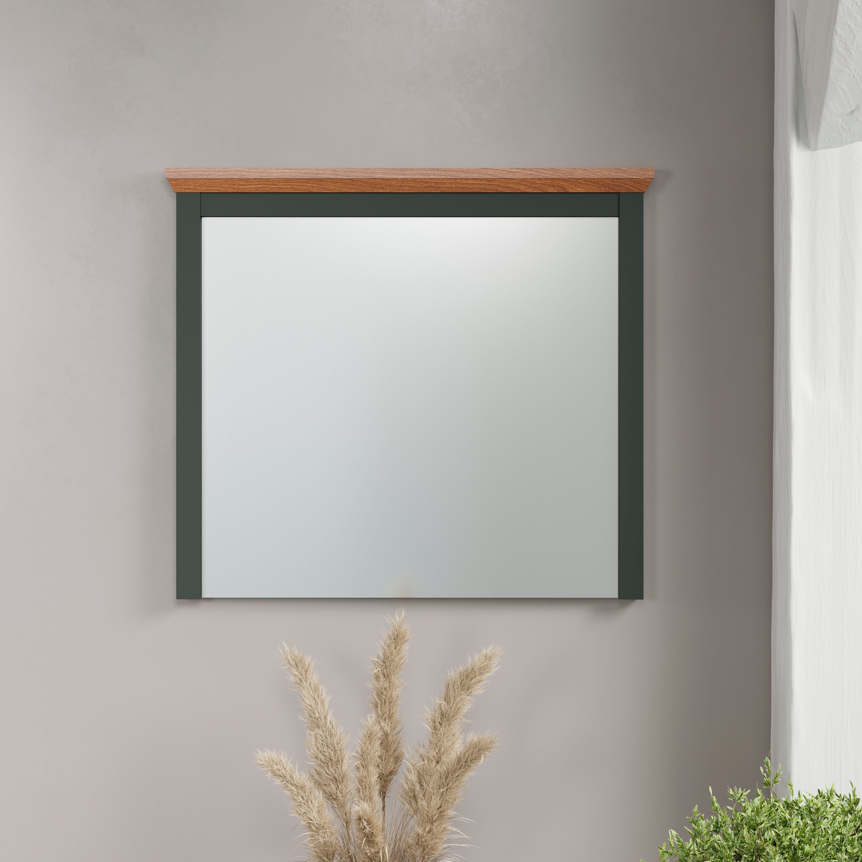 Home affaire Garderobespiegel Vienna Vierkant, B/H ca.: 77/68 cm, matte wandspiegel met frame, landhuisstijl (1 stuk)