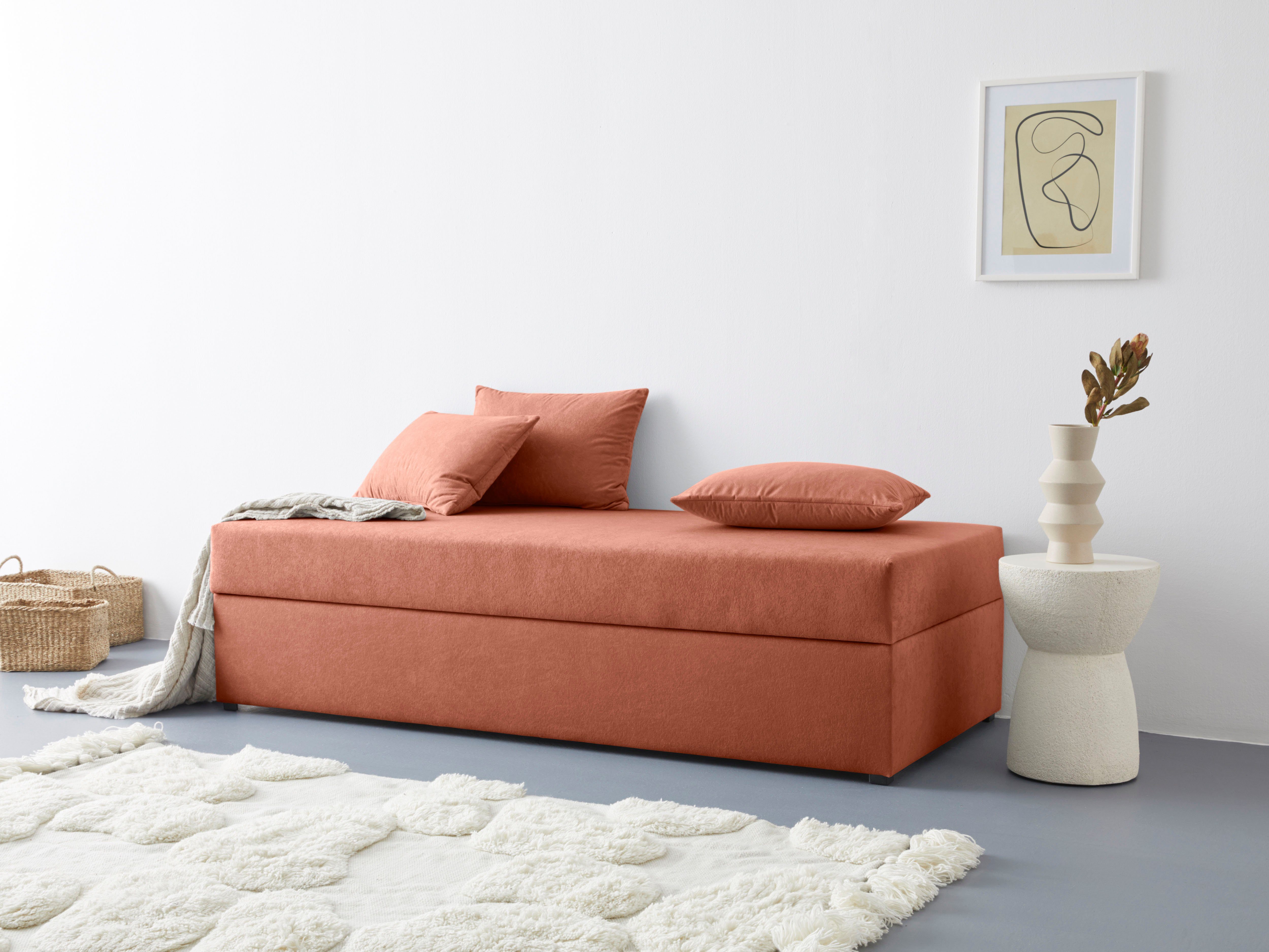 Maintal Bed Diana oranje, slaapbanken, Breedte ligoppervlak: 93 cm, Lengte ligoppervlak: 203 cm