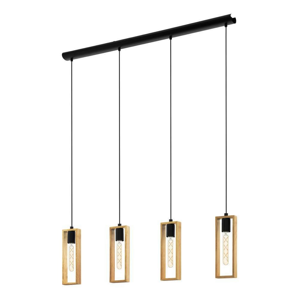 EGLO Hanglamp LITTLETON Vintage hanglamp, zwart, bruin, fitting E27, FSC gecertificeerd (1 stuk) hanglampen zwart