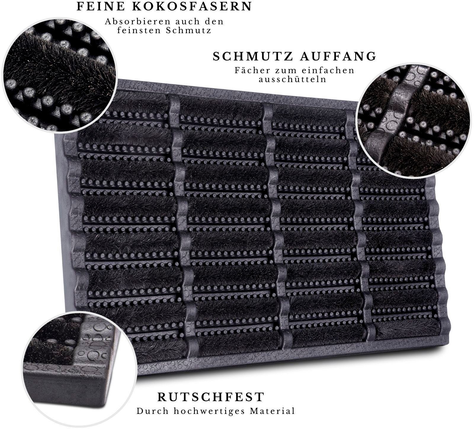 HANSE Home Mat Vuilopvangmat Brushes Mat, deurmat Kokos, rubber, vuilafstotende mat, buiten, antislip, binnen, kokosmat
