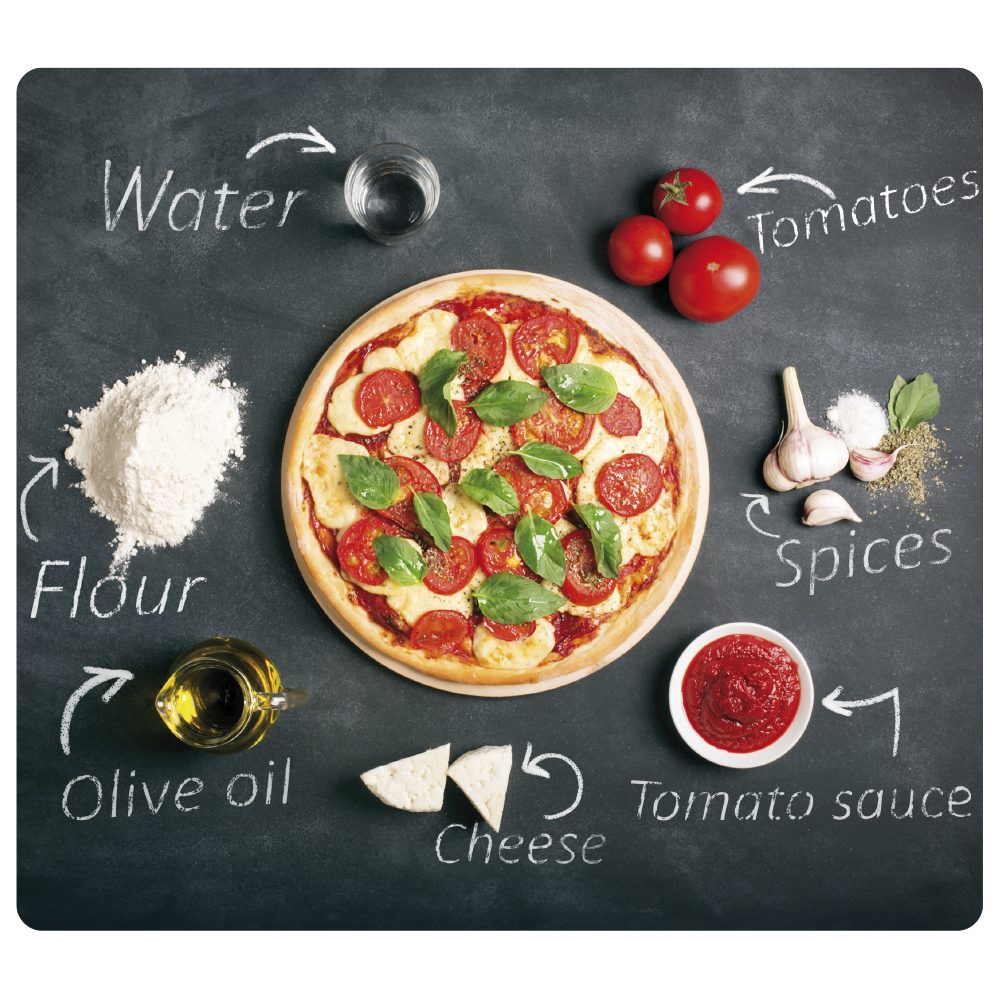 KESPER for kitchen & home Snij- en afdekplaat Multi-glazen snijplank, pizza, 56x50 cm (1-delig)