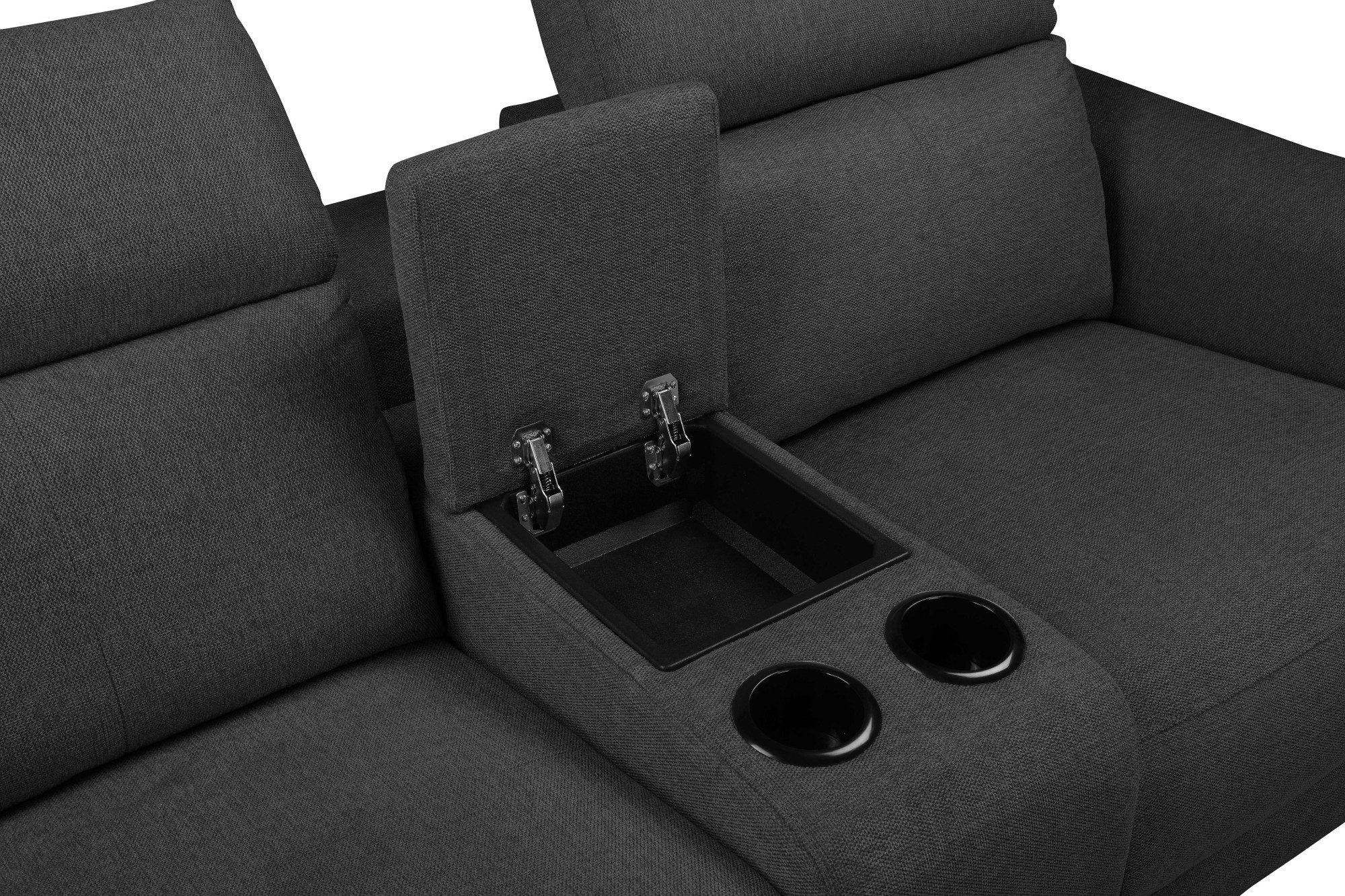 Places of Style 2-zitsbank Lund, 2-zits bioscoopbank, tv-fauteuil, multimedia-sofa, USB-A met elektrische of handmatige relaxfunctie, bekerhouder en opbergruimte
