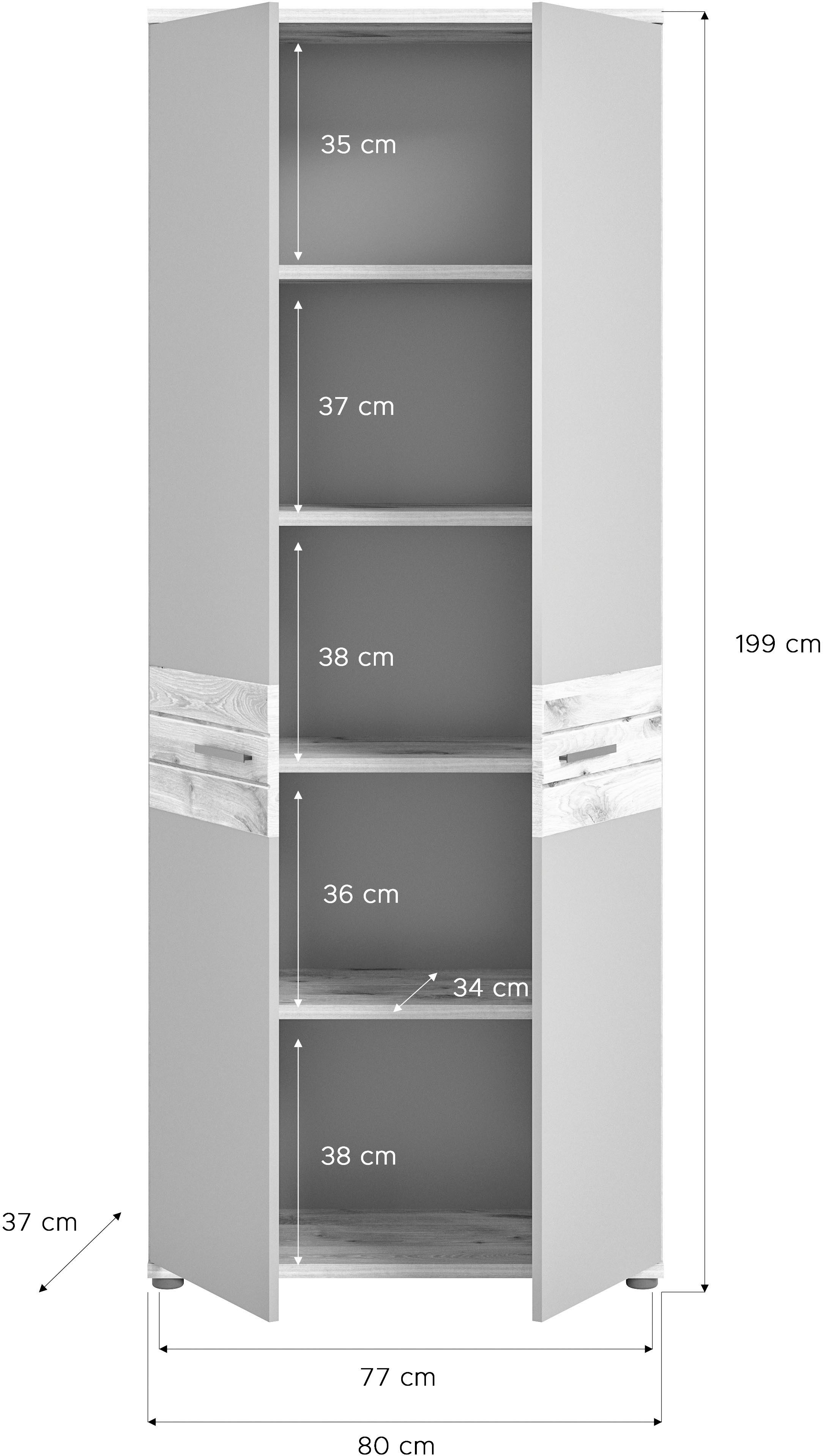 INOSIGN Archiefkast Riga, Breedte 80cm, in Nox Eik nabootsing en Basaltgrijs