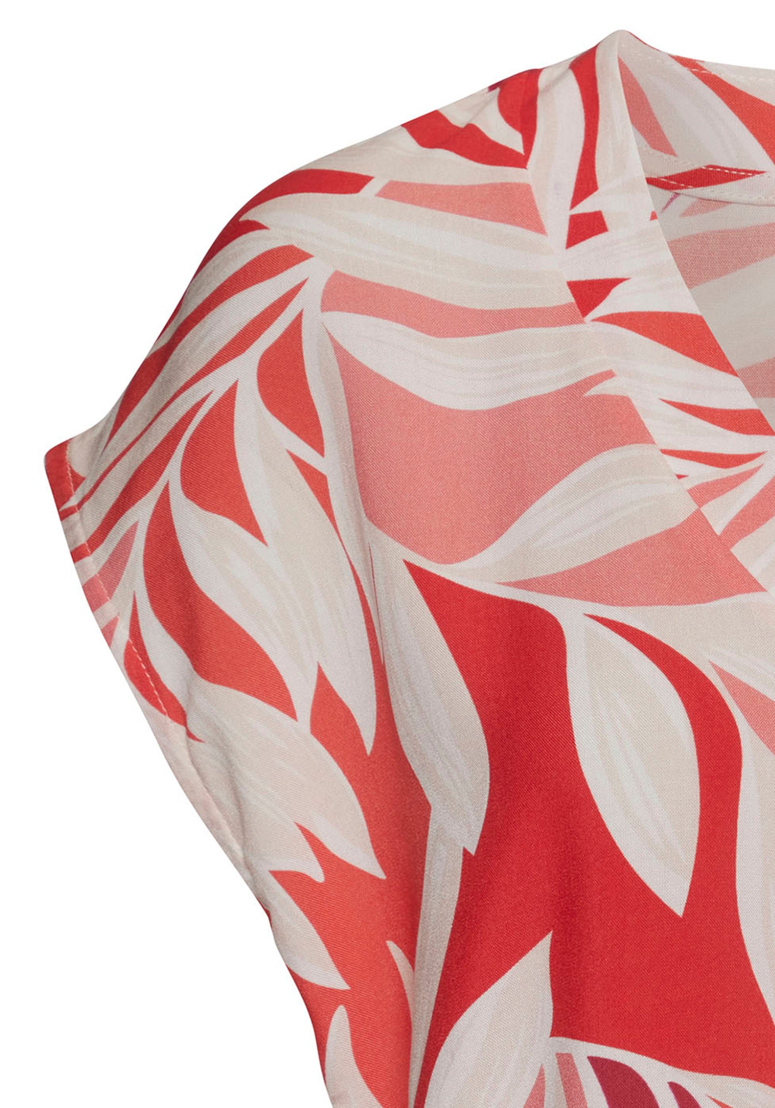 Lascana Blouse zonder sluiting met alloverprint en knopen korte mouw blouse zomers