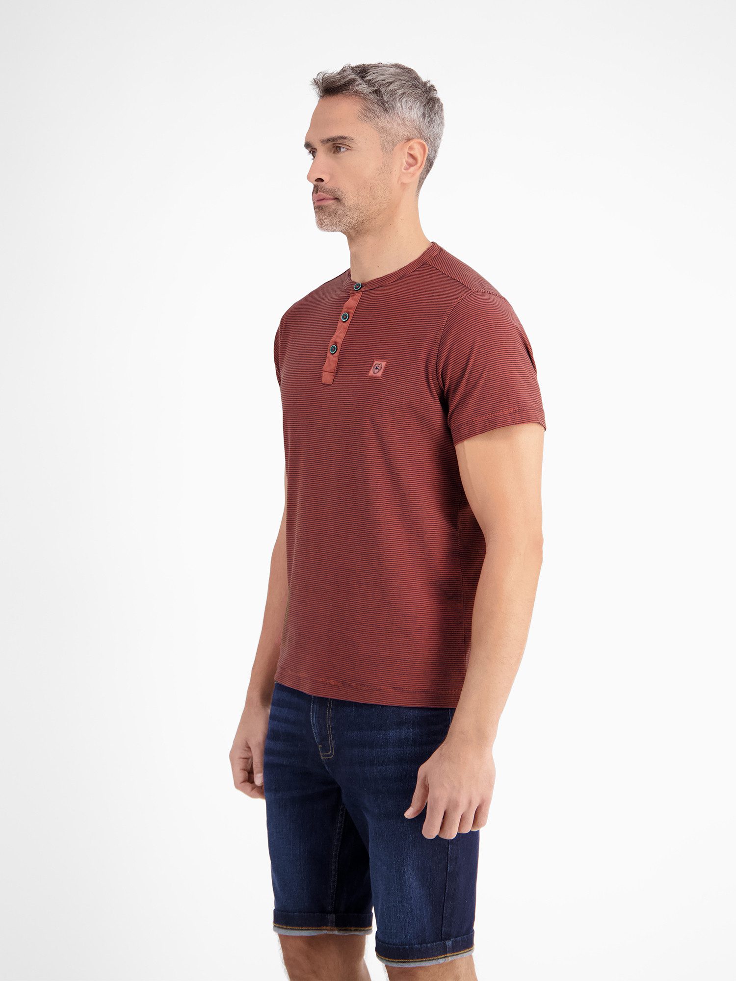 Lerros Henleyshirt LERROS heren serafino-shirt, gestreept