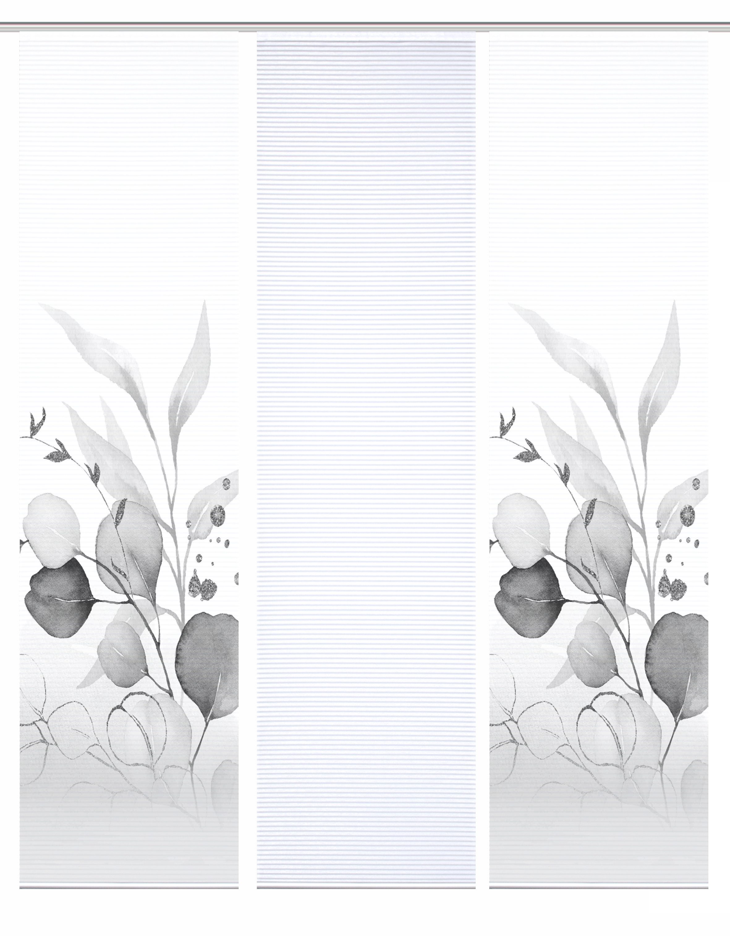 HOME in green Paneelgordijn ABANIO SET DIGITALE PRINT, BAMBOELOOK GERECYCLED (3 stuks)