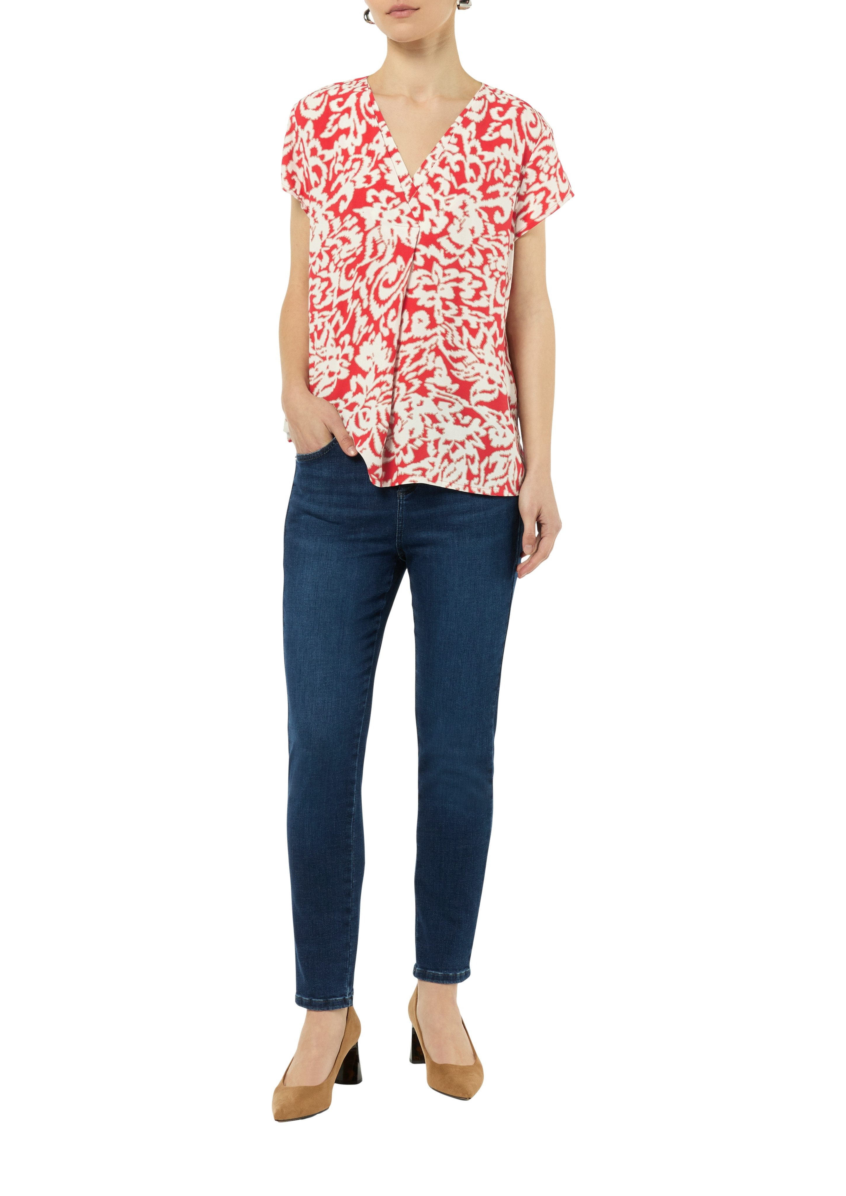 Comma Shirtblouse met v-hals en print all-over