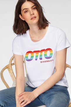 otto t-shirt otto logo regenbogen pride edition van gecertificeerd biokatoen met logoprint wit